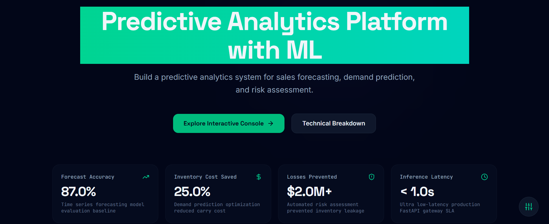Predictive Analytics Platform with ML