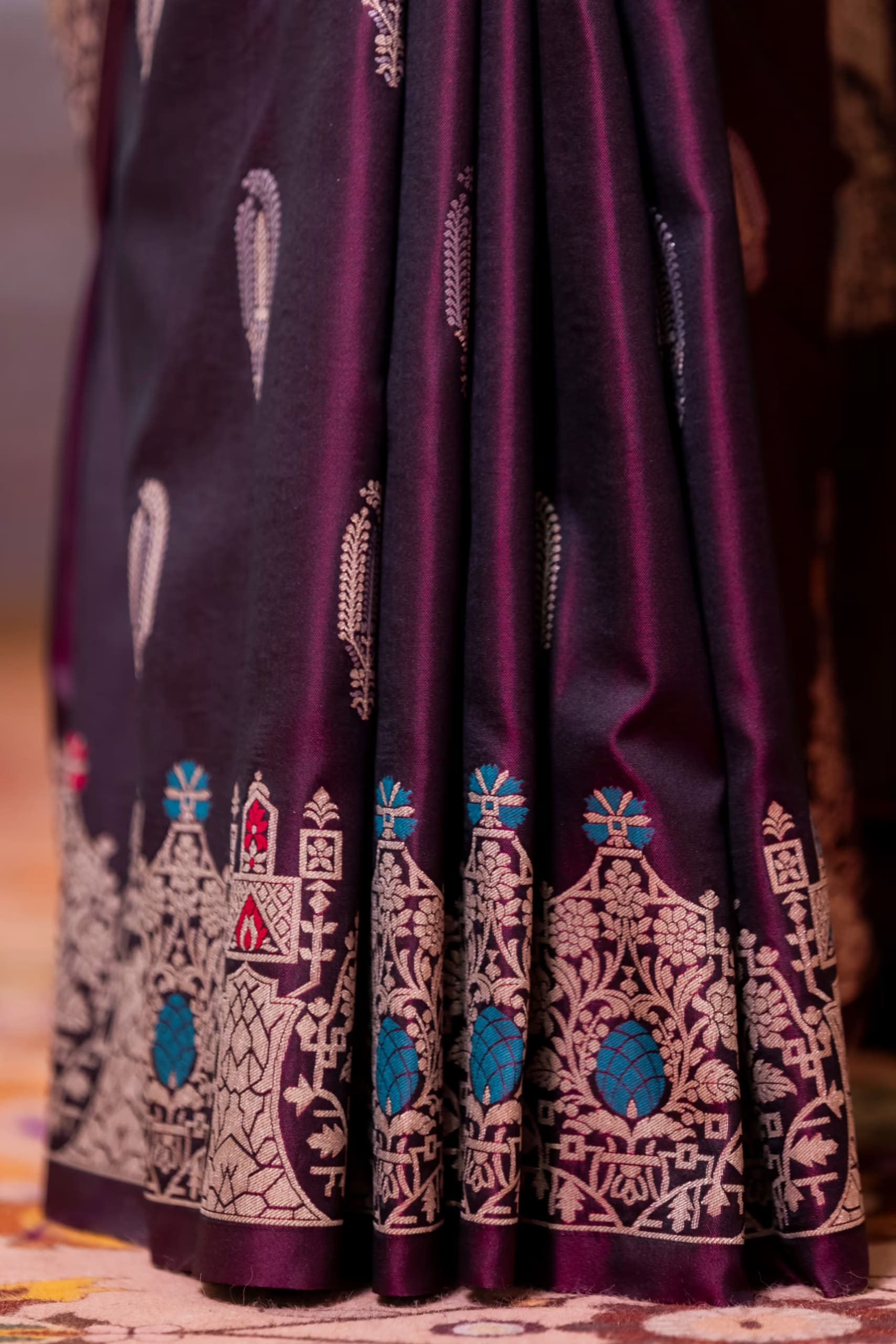 Deep Wine Ektata Silk Saree - Image 2