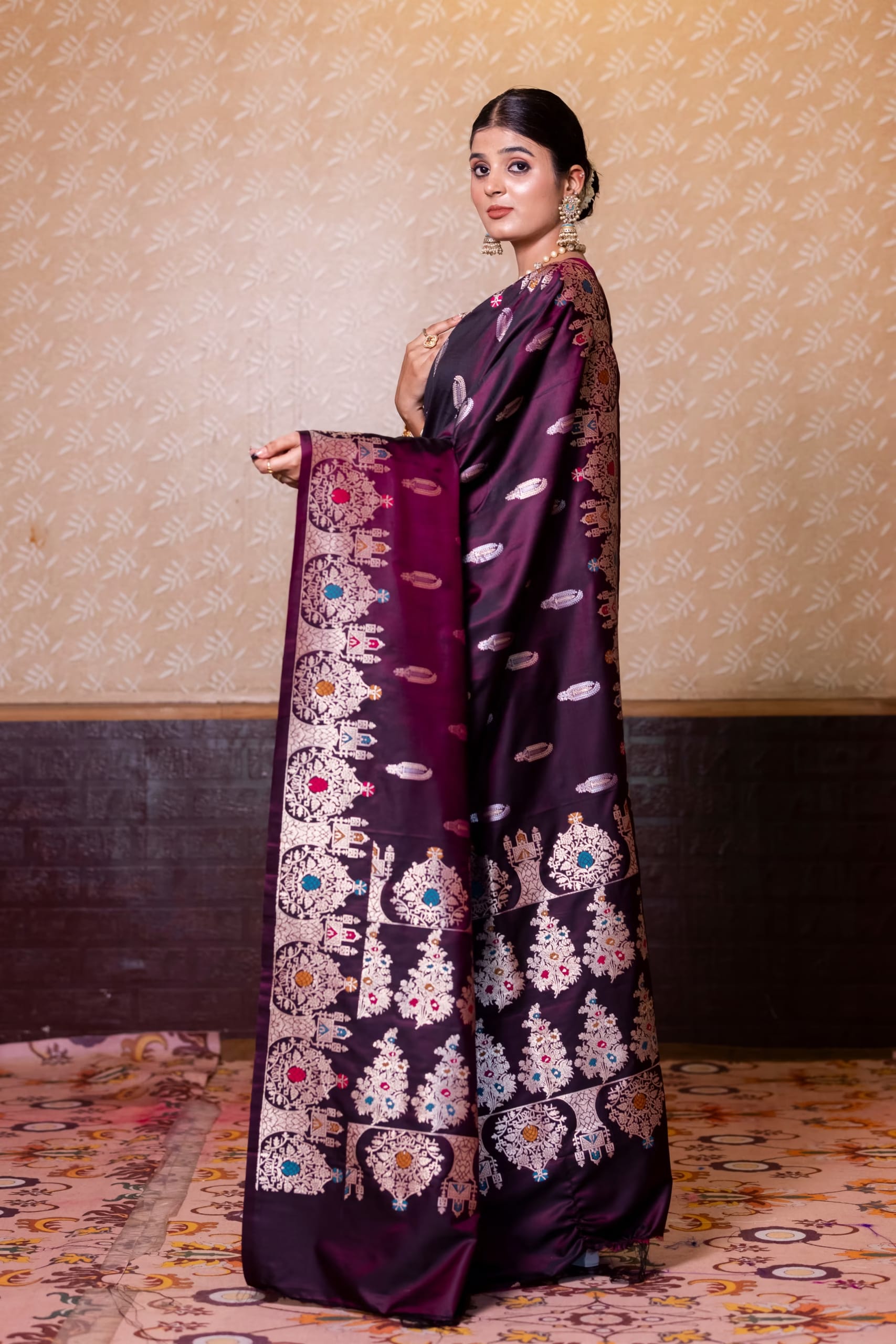 Deep Wine Ektata Silk Saree - Image 3