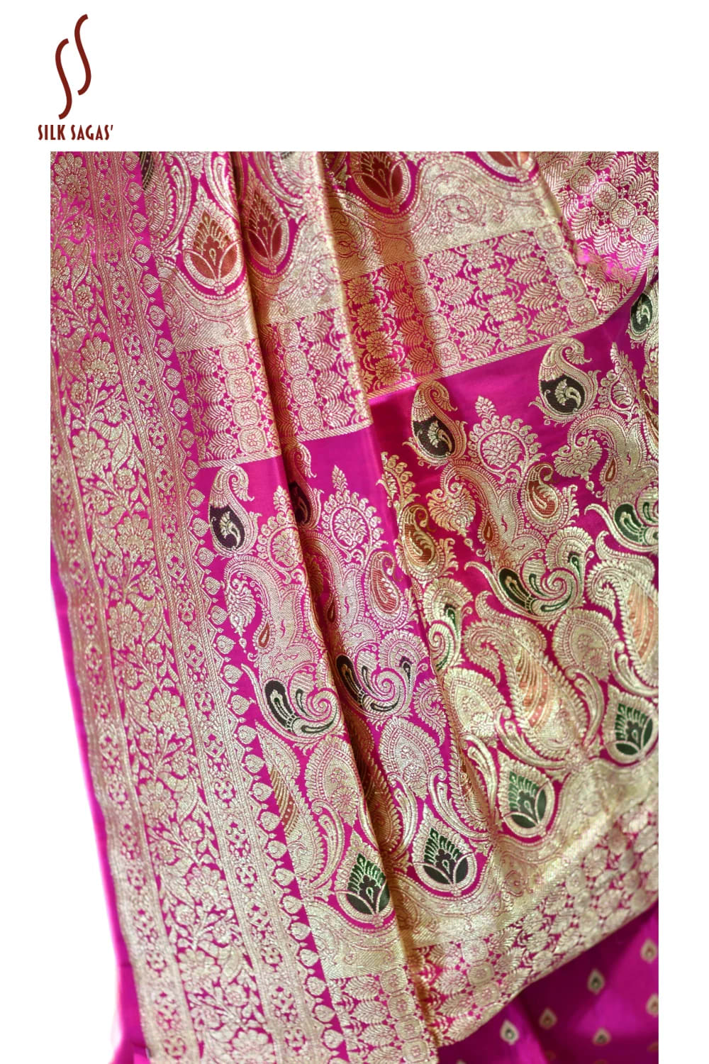 Satin Silk with Meena Wedding Saree - Image 2
