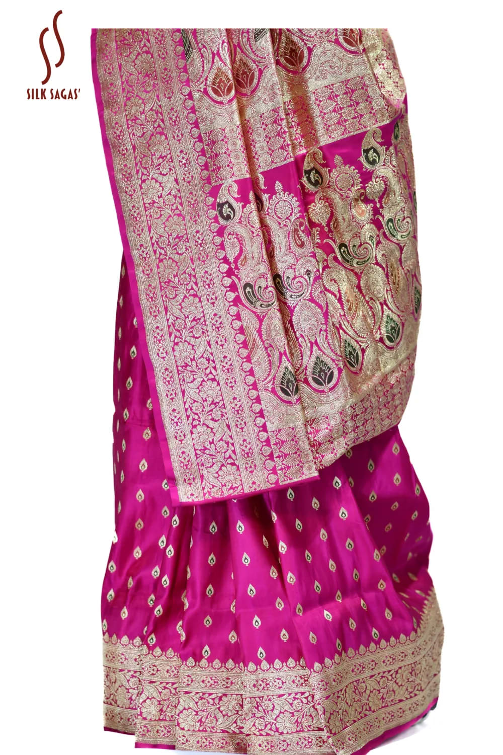 Satin Silk with Meena Wedding Saree - Image 3