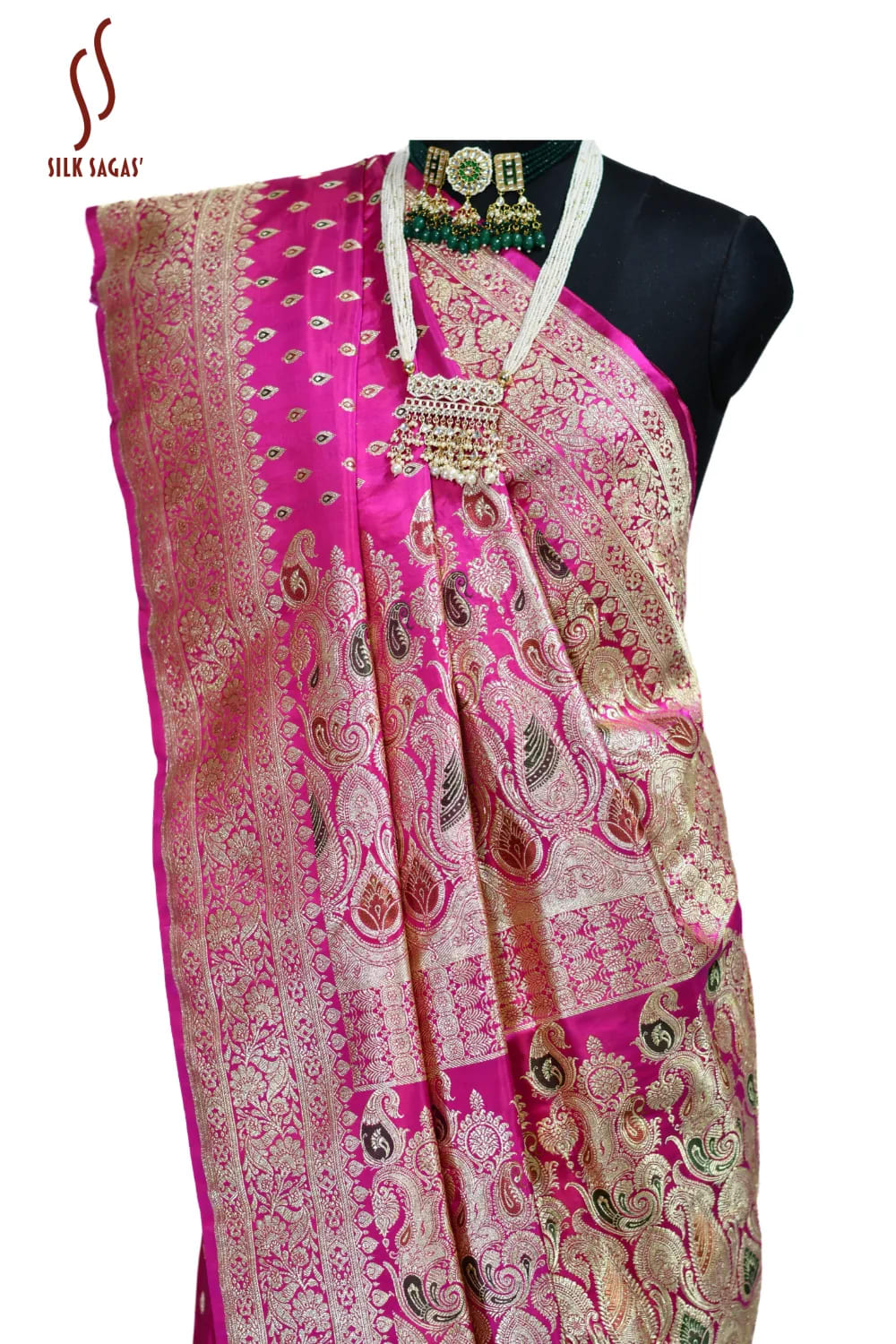 Satin Silk with Meena Wedding Saree - Image 4