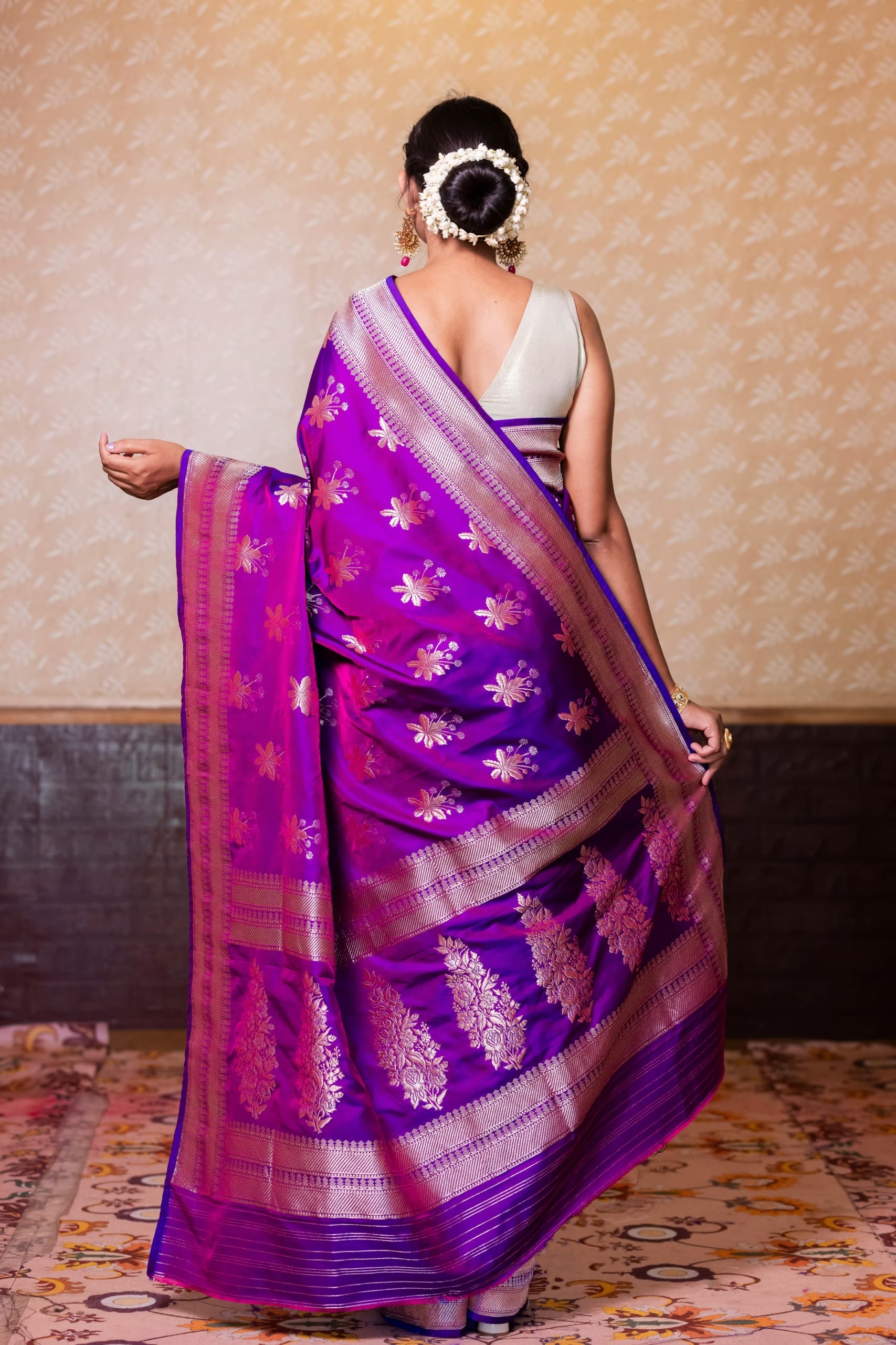 Deep Purple Mashru Silk Saree – Silk Sagas - Image 3
