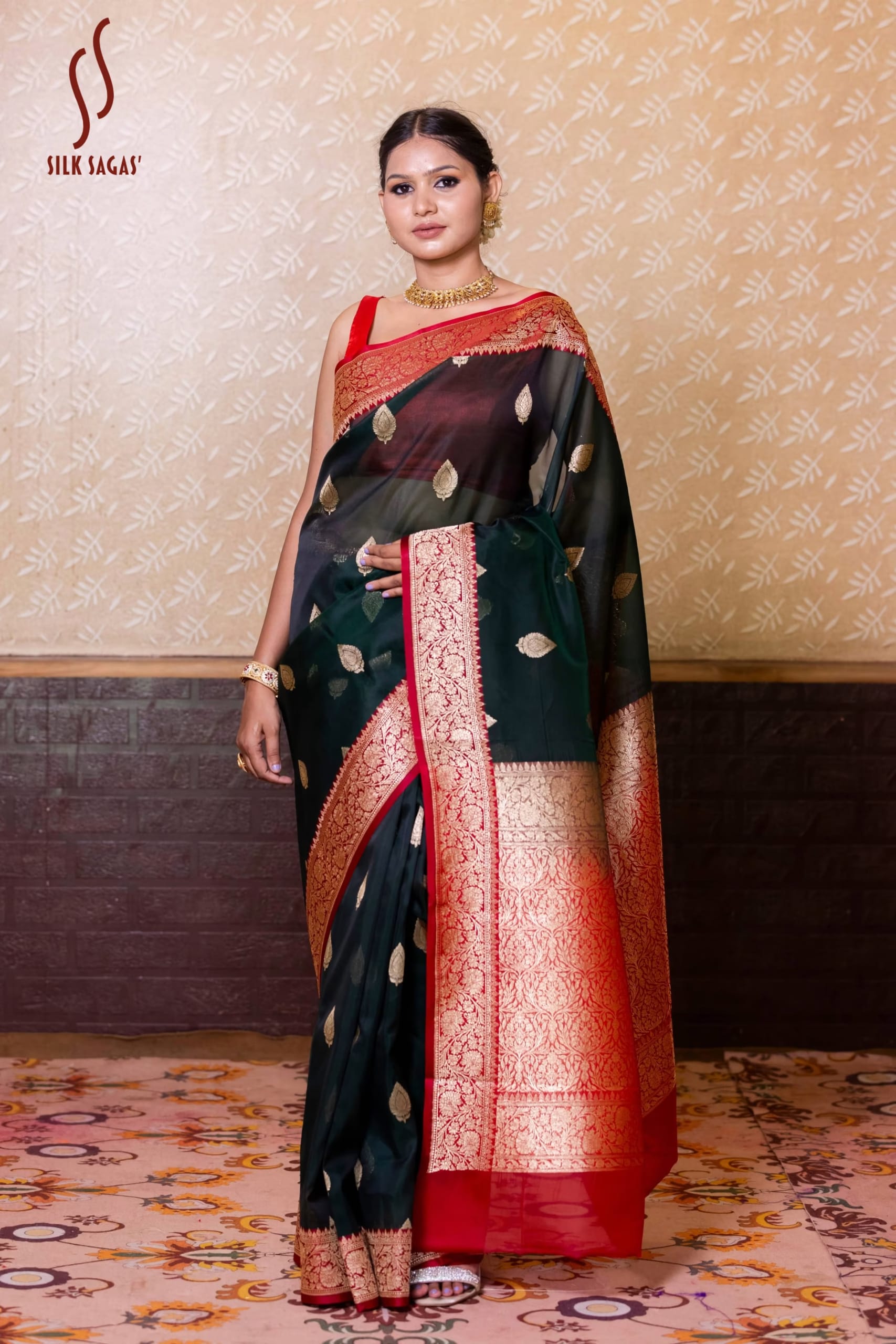 Black Organza Silk Saree