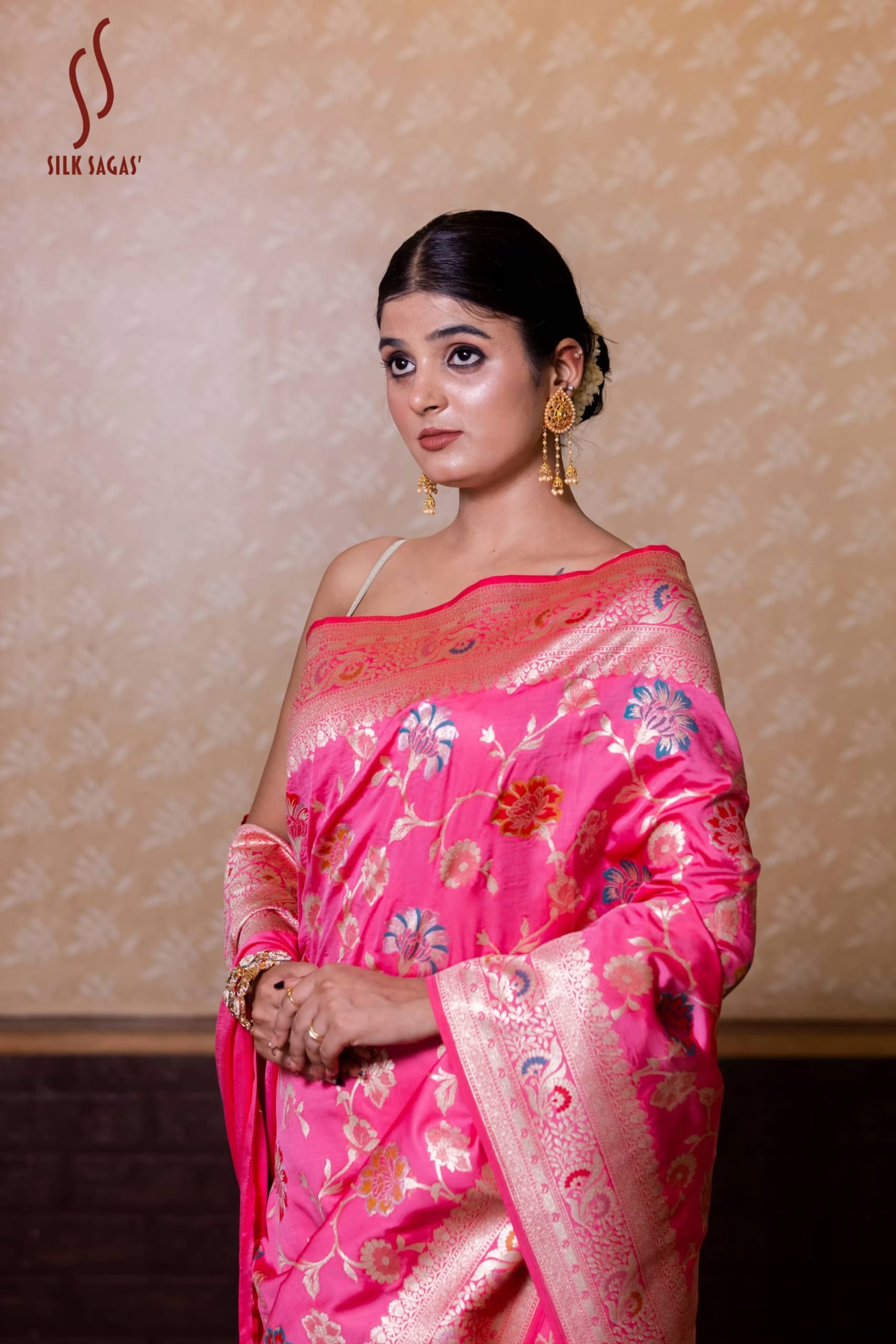Pink Mishru Silk Saree