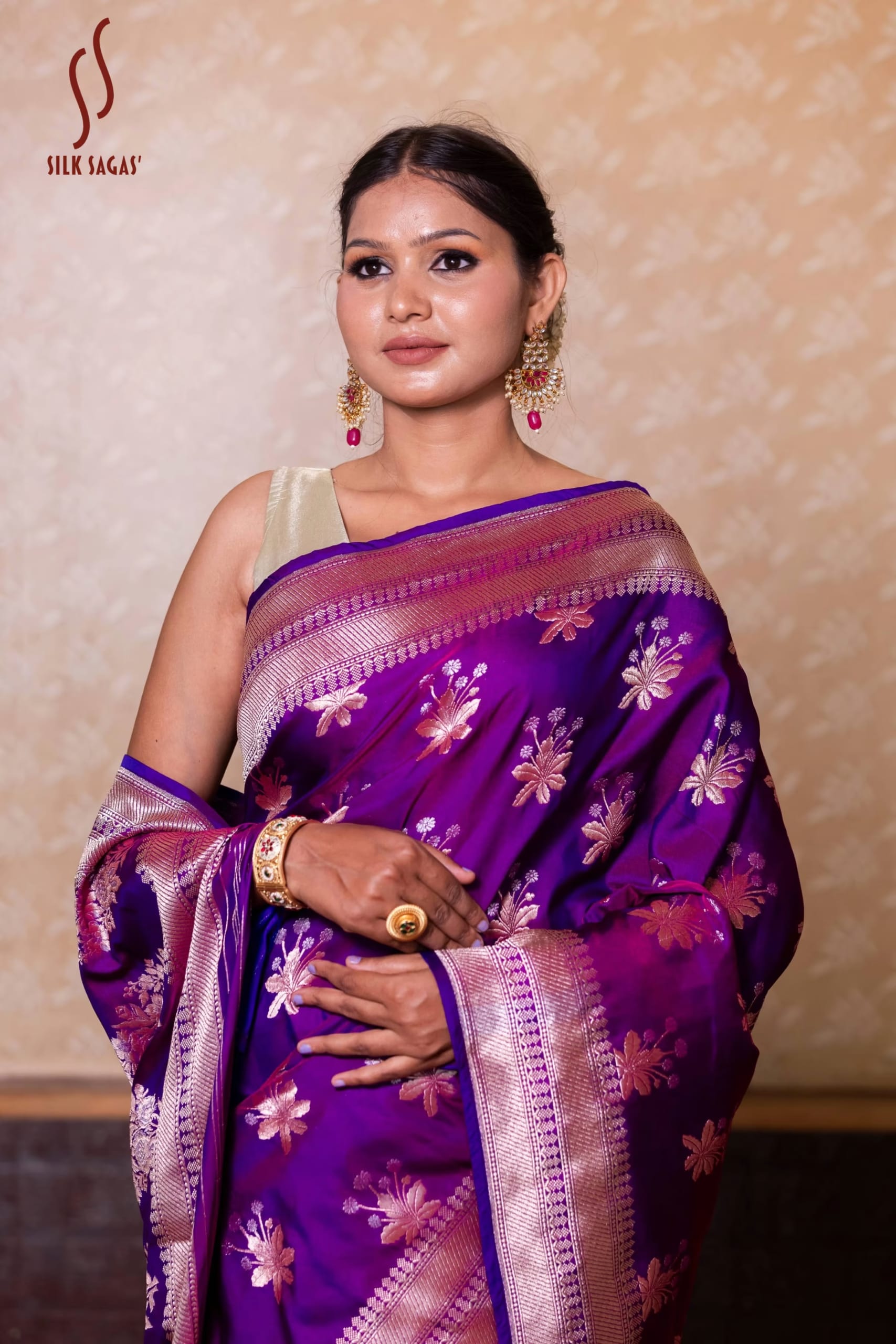 Deep Purple Mishru Silk Saree