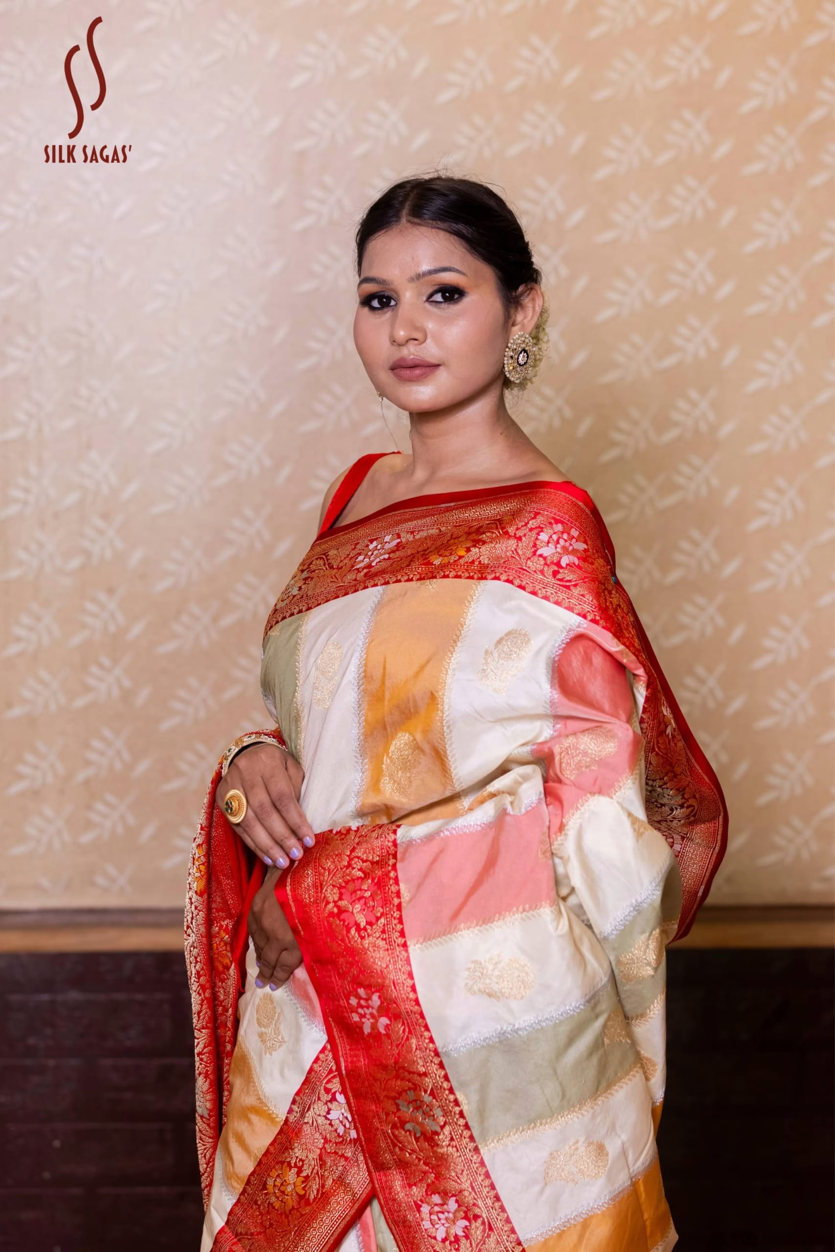 Multicolor Striped Designer Silk Saree