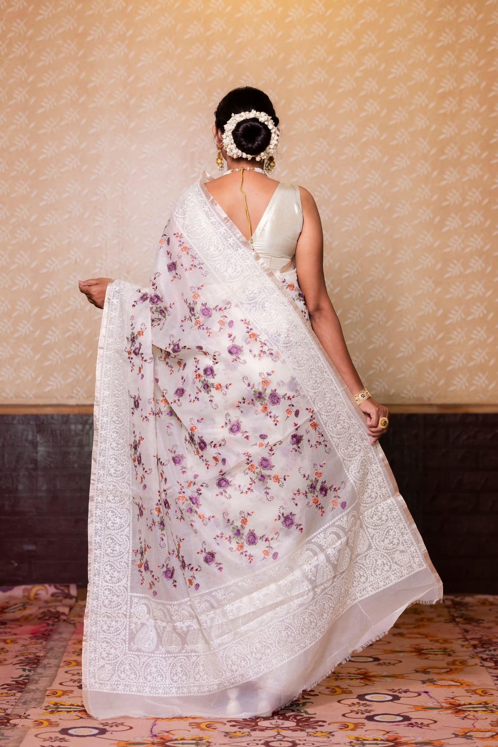 White Organza Silk Saree