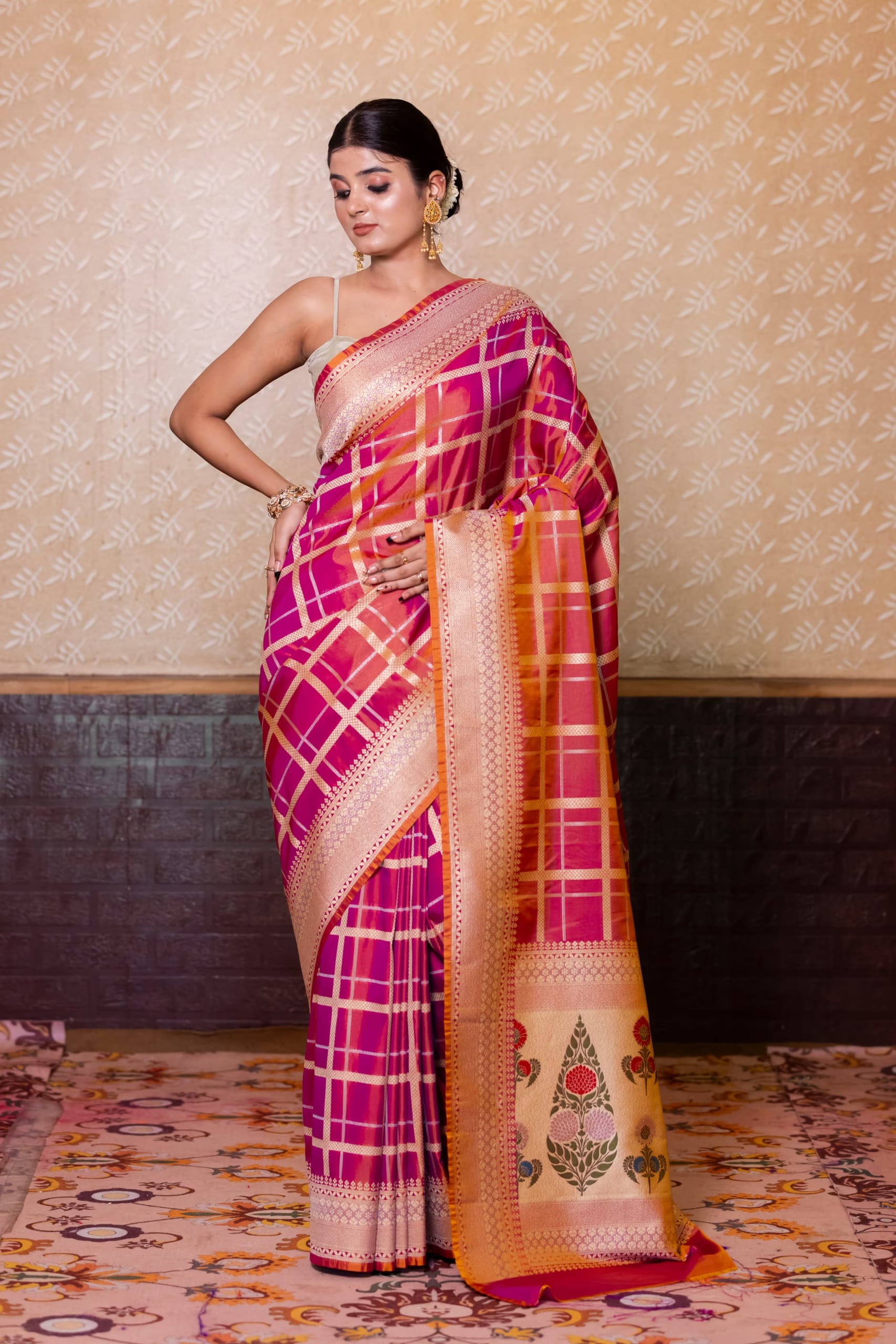 Pink Designer Silk Saree - Image 6