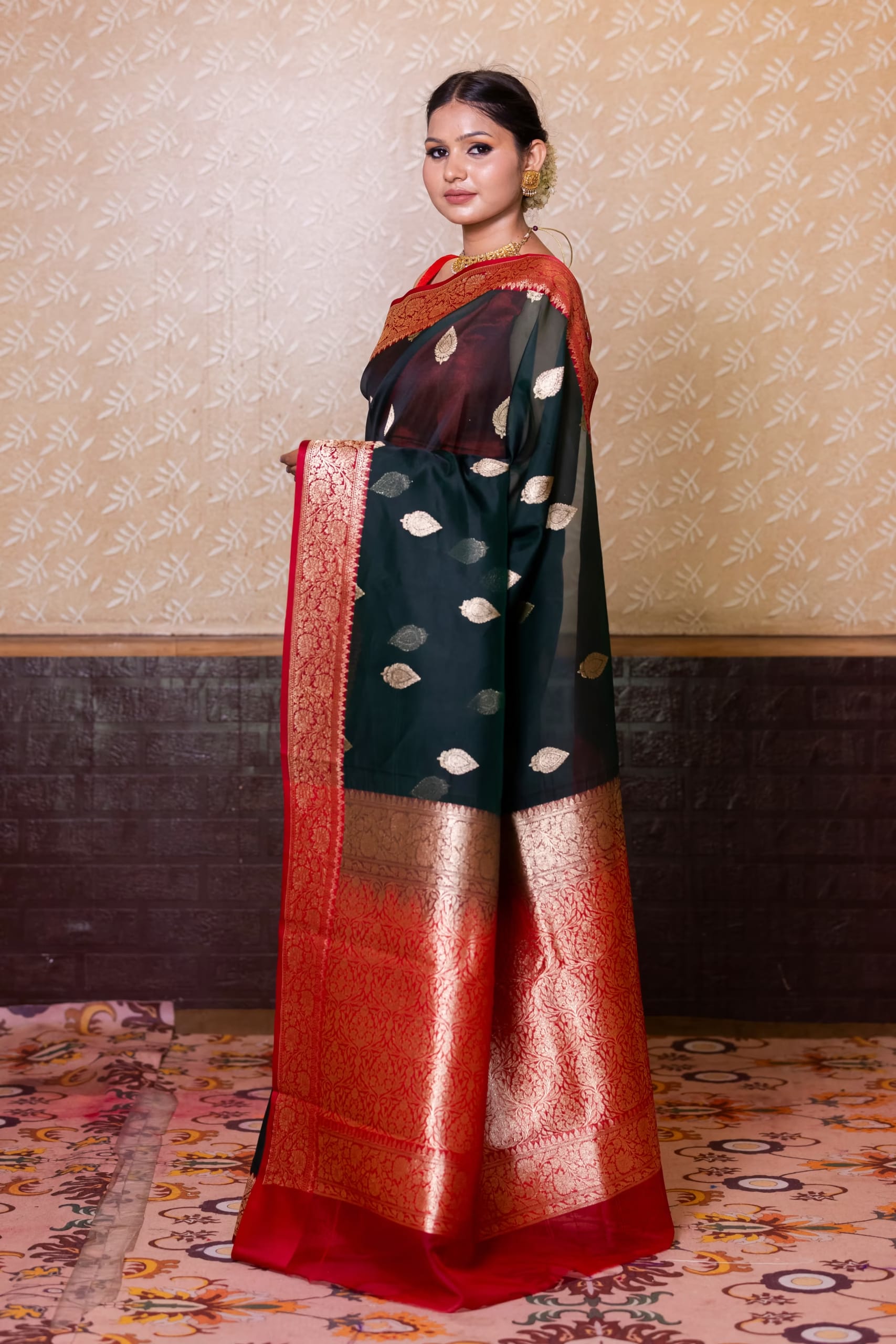 Black Organza Silk Saree - Image 4