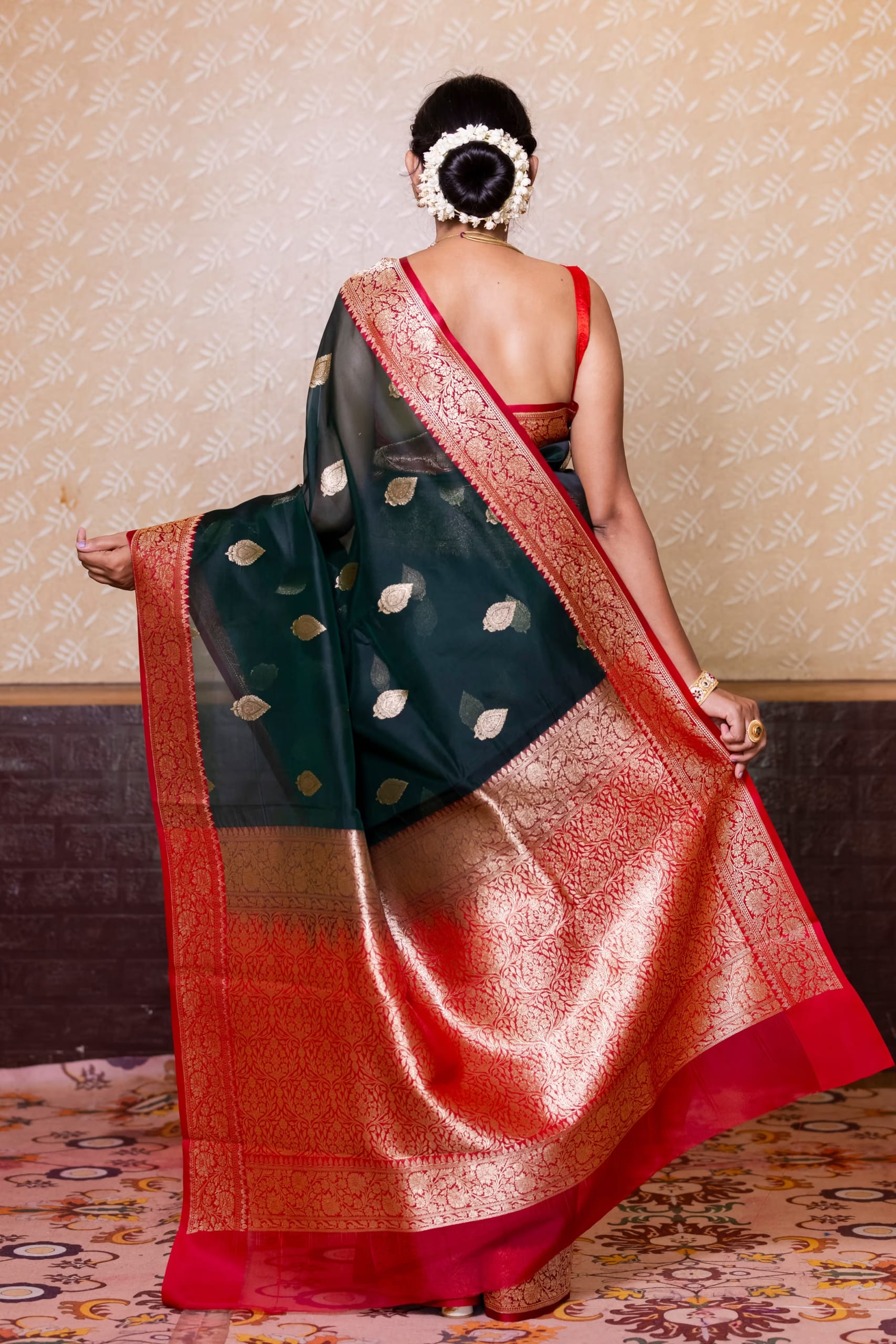Black Organza Silk Saree - Image 3