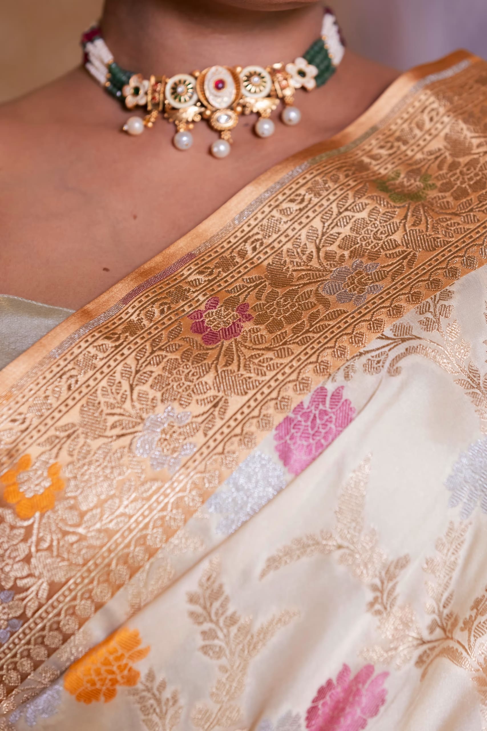 Ivory Ektara Silk Saree - Image 2
