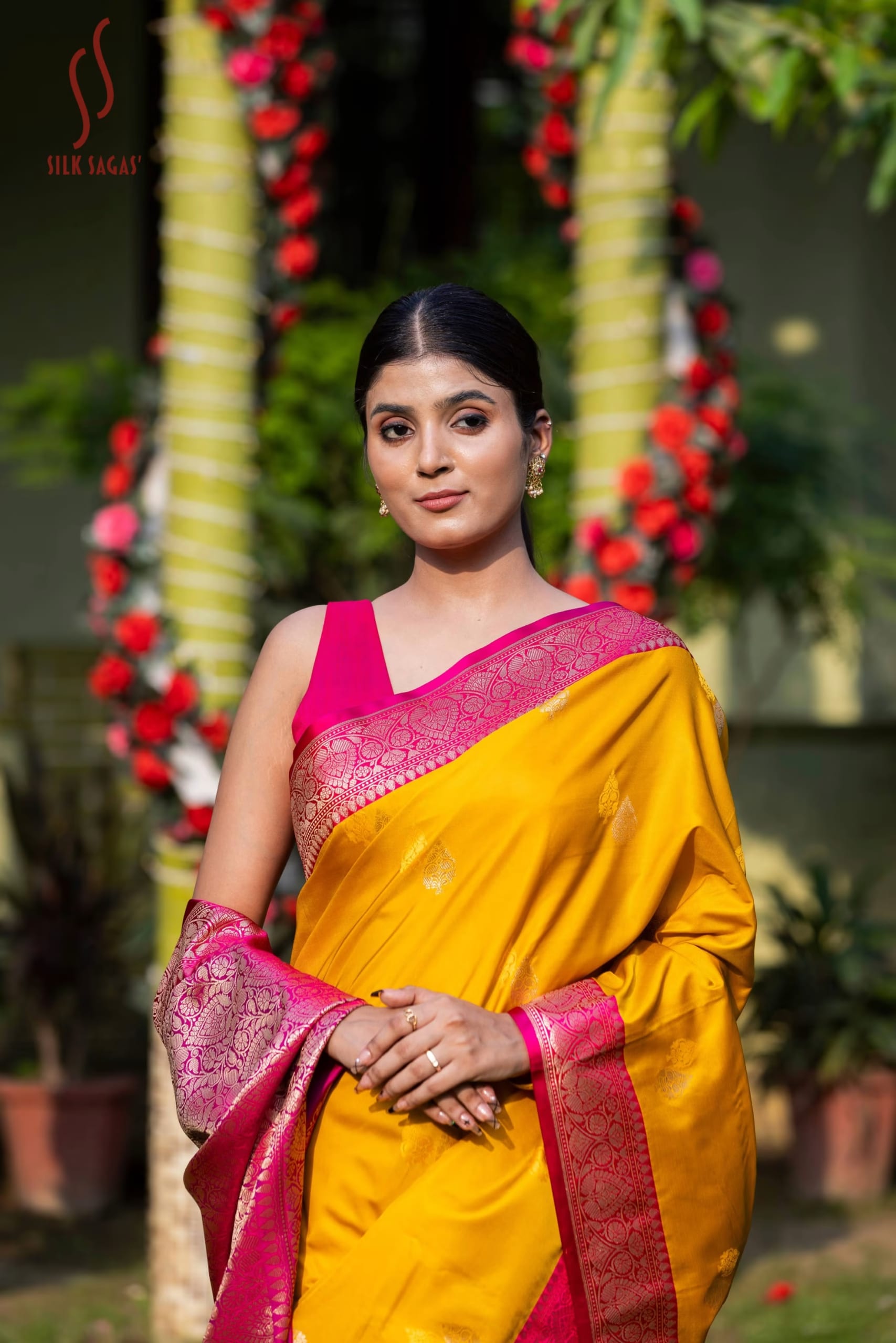 Golden Yellow with Magenta Soft Silk