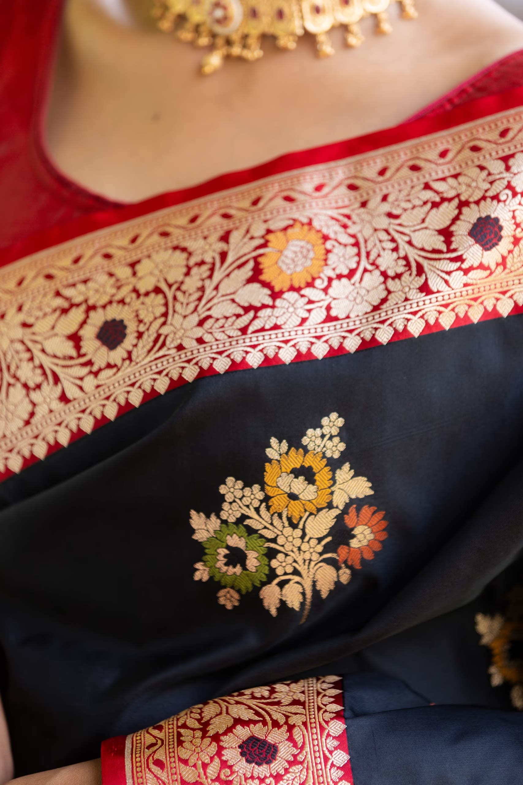 Black Banarasi Katan Silk Saree - Image 4