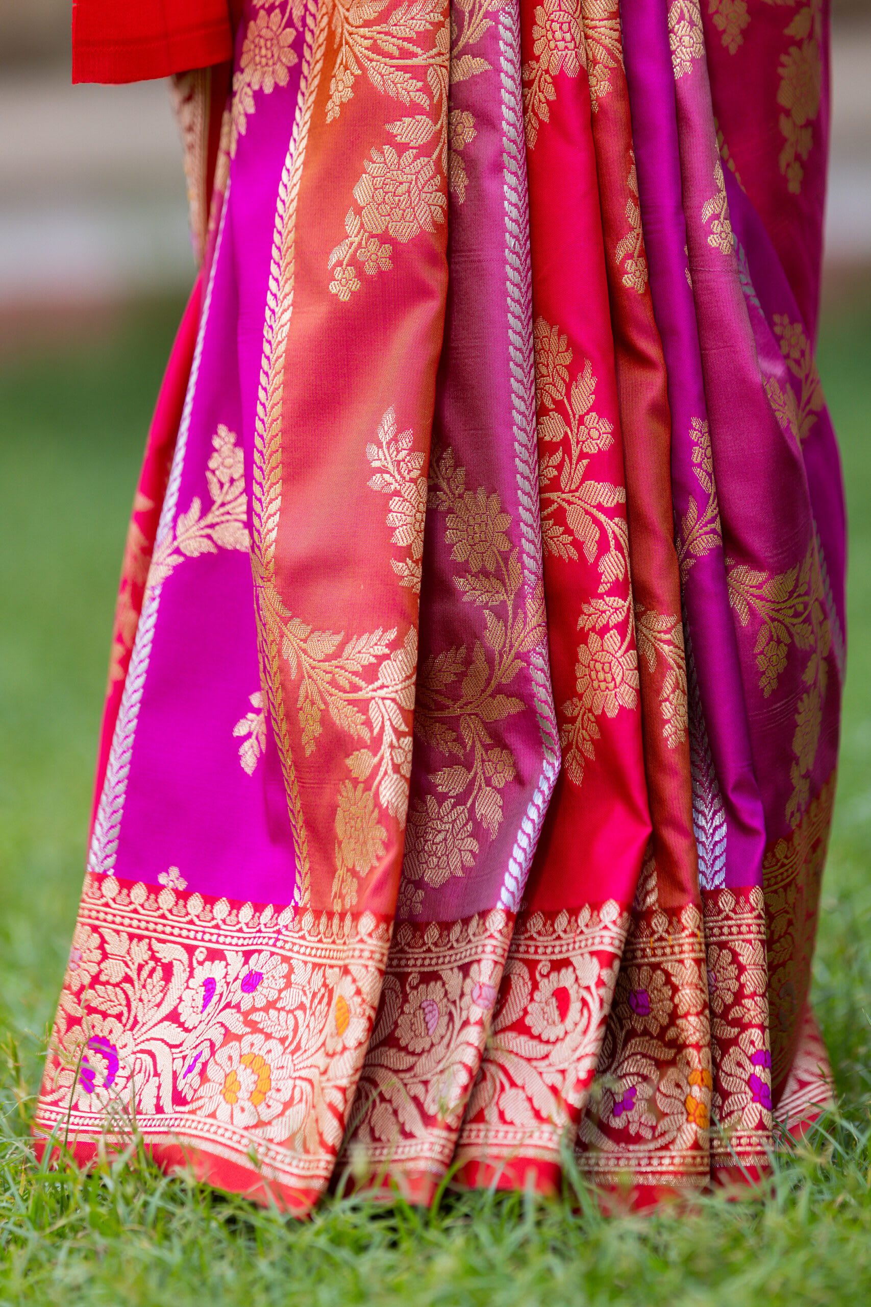 Rani Pink Designer Silk Saree - Image 2