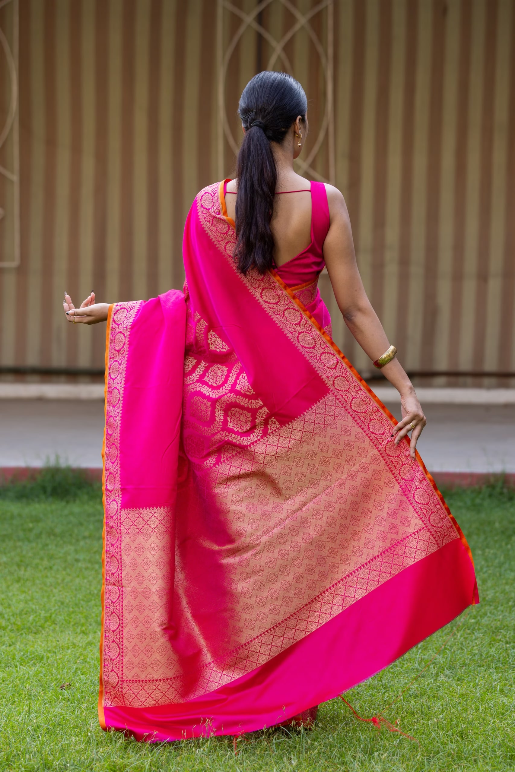 Pink Designer Silk Saree - Image 5