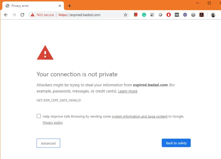 Sertifikat SSL Kedaluwarsa