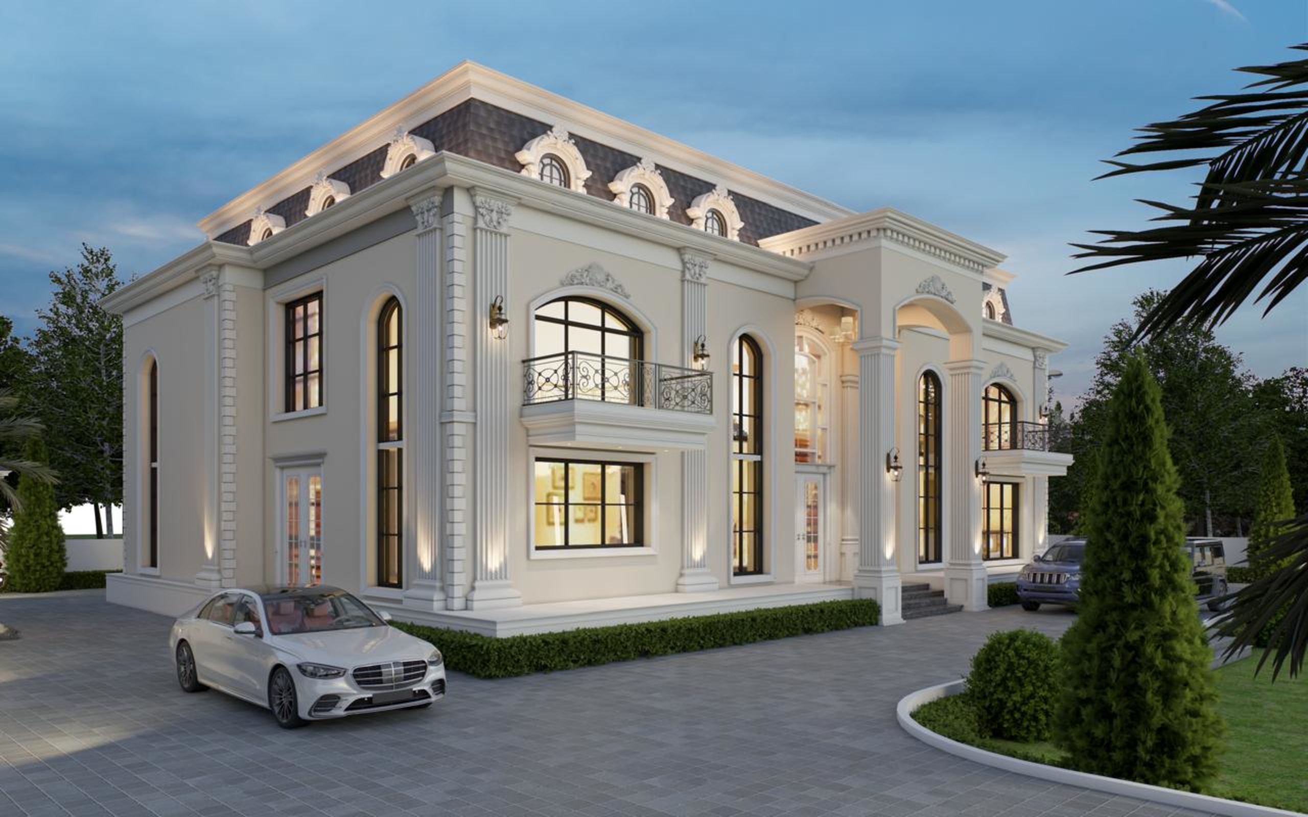 Side elevation and forecourt of a private mansion, Mukerian
