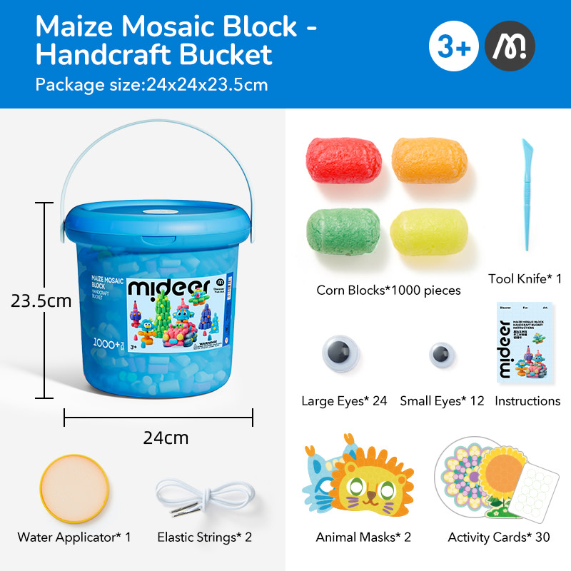 Block Craft Bucket Maize Mosaic Block Handcraft Bucket - 1000 Pcs | Kidzio | Kidzio