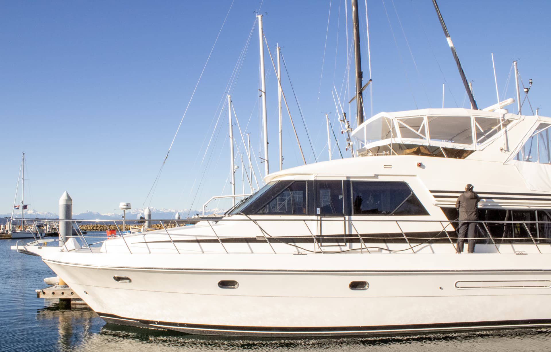 Yacht hull after cleaning