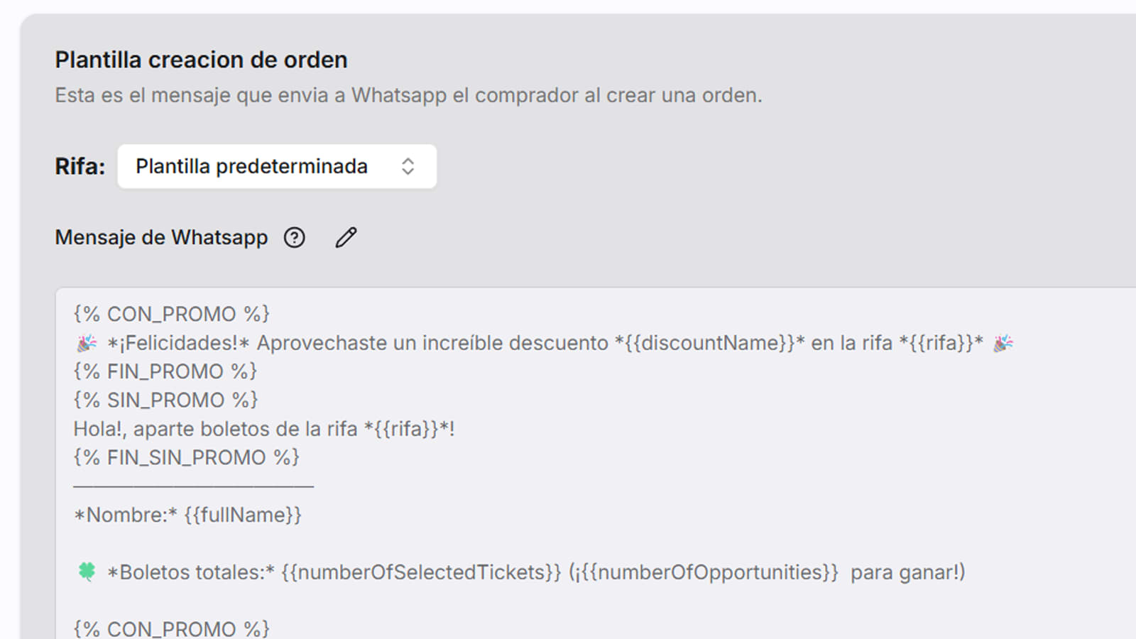 Configuración general