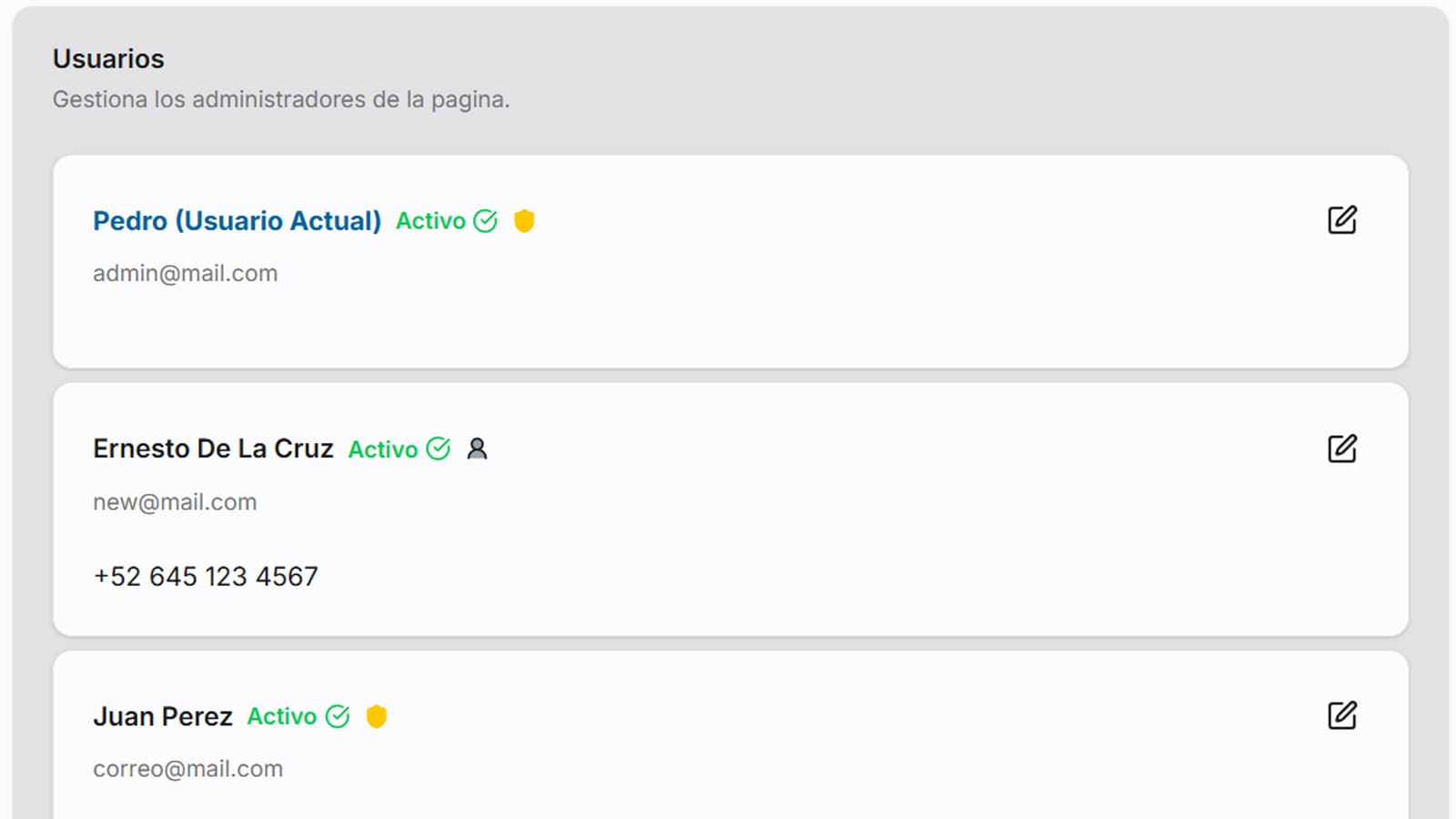 Gestión de usuarios