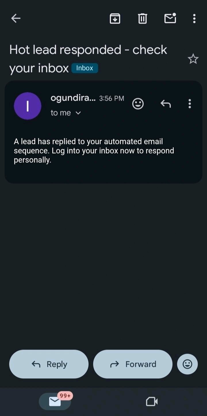 Owner alert when lead replies
