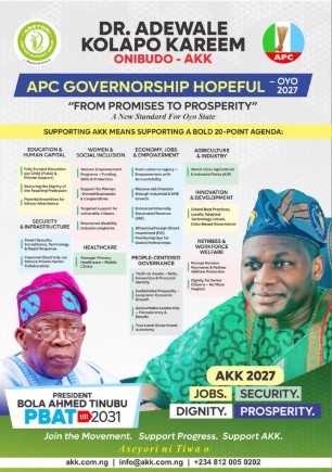 Oyo 2027: The 20-Point People’s Agenda — A Bold Blueprint for a New Oyo By Dr. Adewale Kolapo Kareem (AKK). 