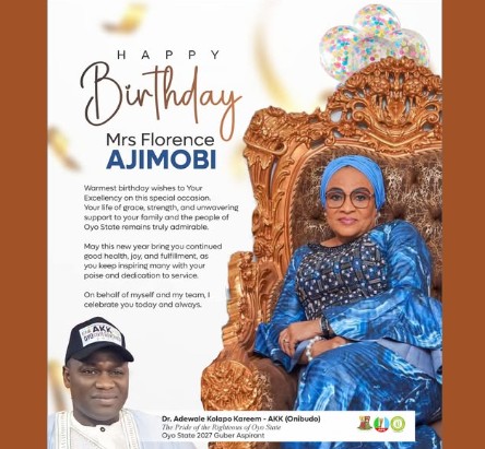 Oyo 2027: AKK Celebrates Florence Fatima Ajimobi — A Matriarch of Grace, Unity, and Enduring Political Legacy.