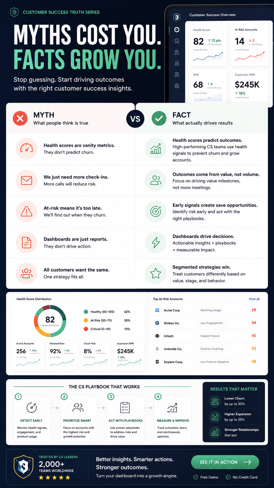 Customer Success Dashboard Myth vs Fact Graphic Generator