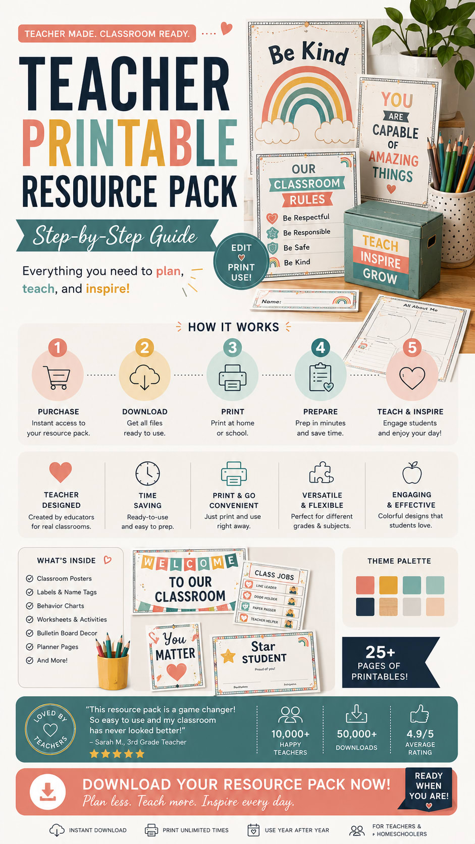 Teacher Printable Resource Pack Step-by-Step Guide Generator