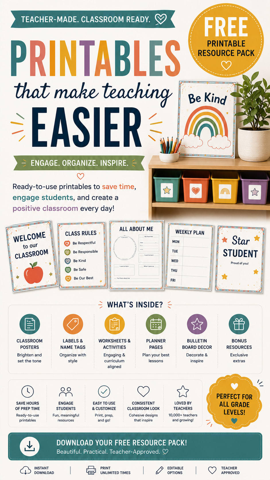 Teacher Printable Resource Pack Lead Magnet Cover Generator