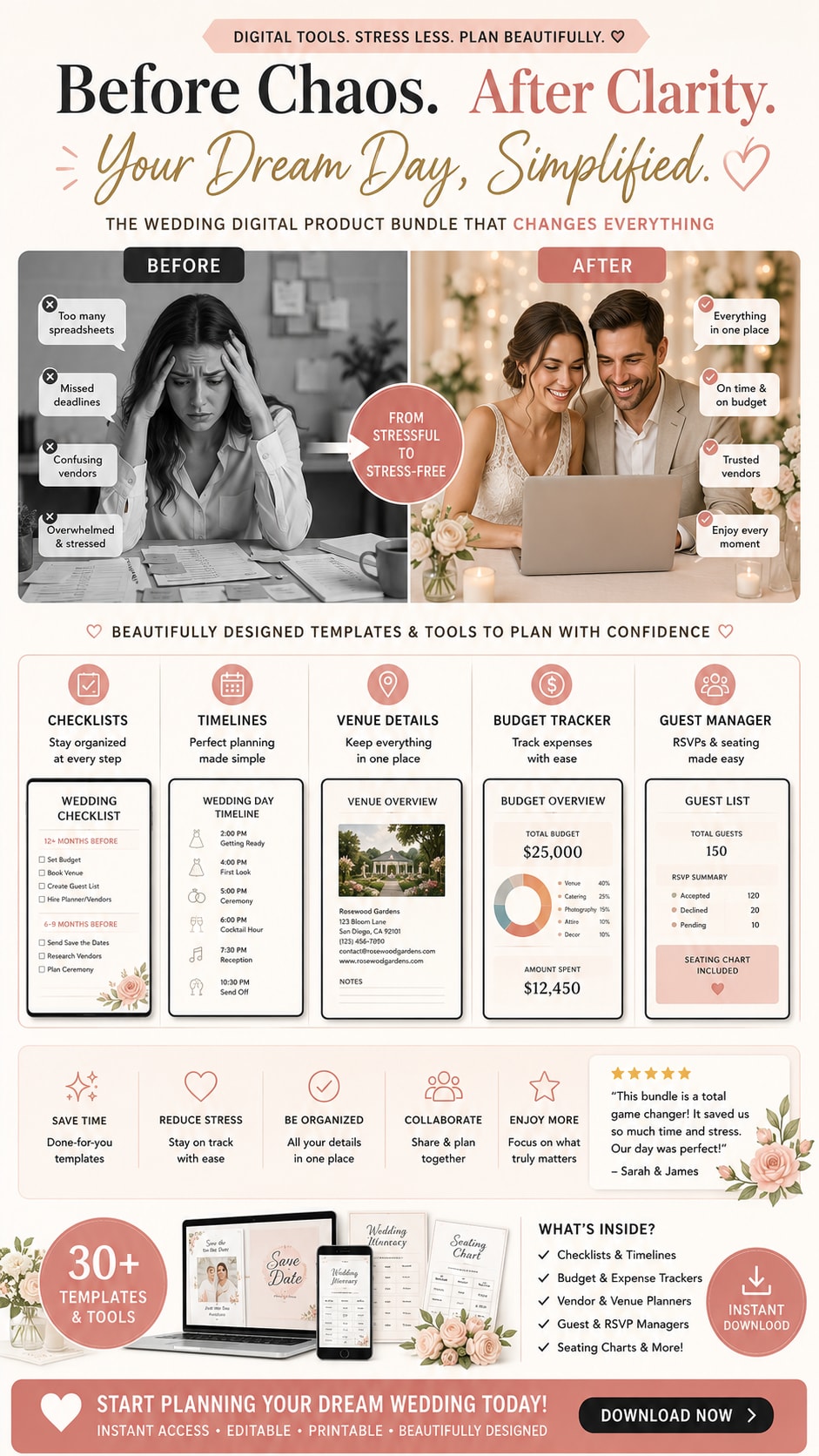 Wedding Digital Product Bundle Before After Story Generator