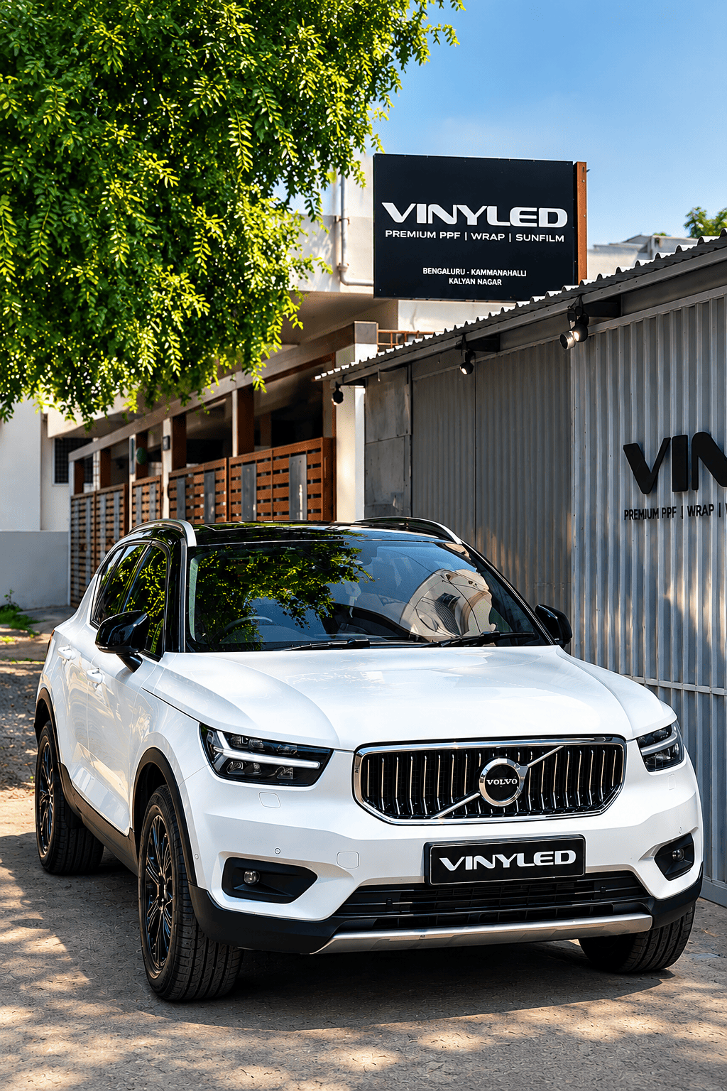 Volvo car with dual-tone glossy black PPF by Vinyled Car Care in Bangalore
