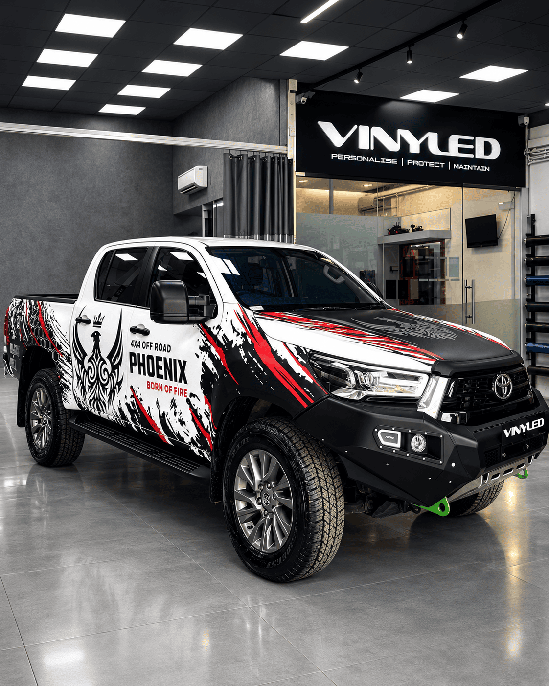 Toyota Hilux with custom graphics wrap by Vinyled Car Care in Bangalore