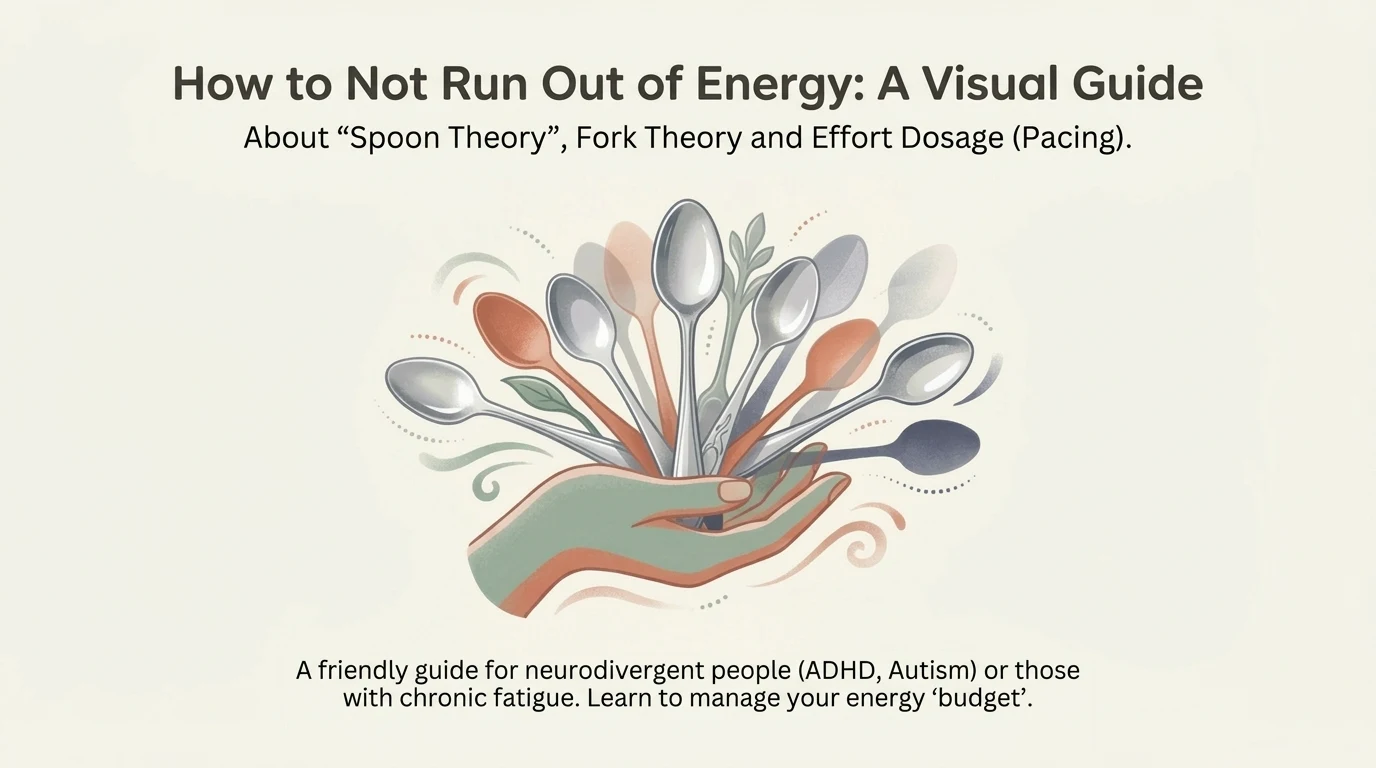 Visual guide to Spoon Theory Fork Theory and Pacing - how not to run out of energy