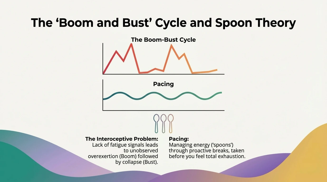 Boom and Bust cycle versus stable Pacing - visual comparison of two energy management modes