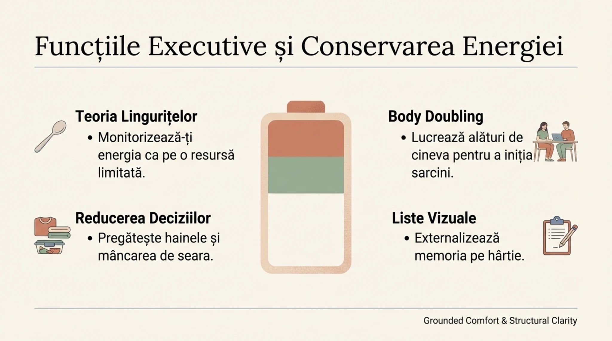 Functiile executive si conservarea energiei - Teoria Lingurilor Body Doubling si strategii practice