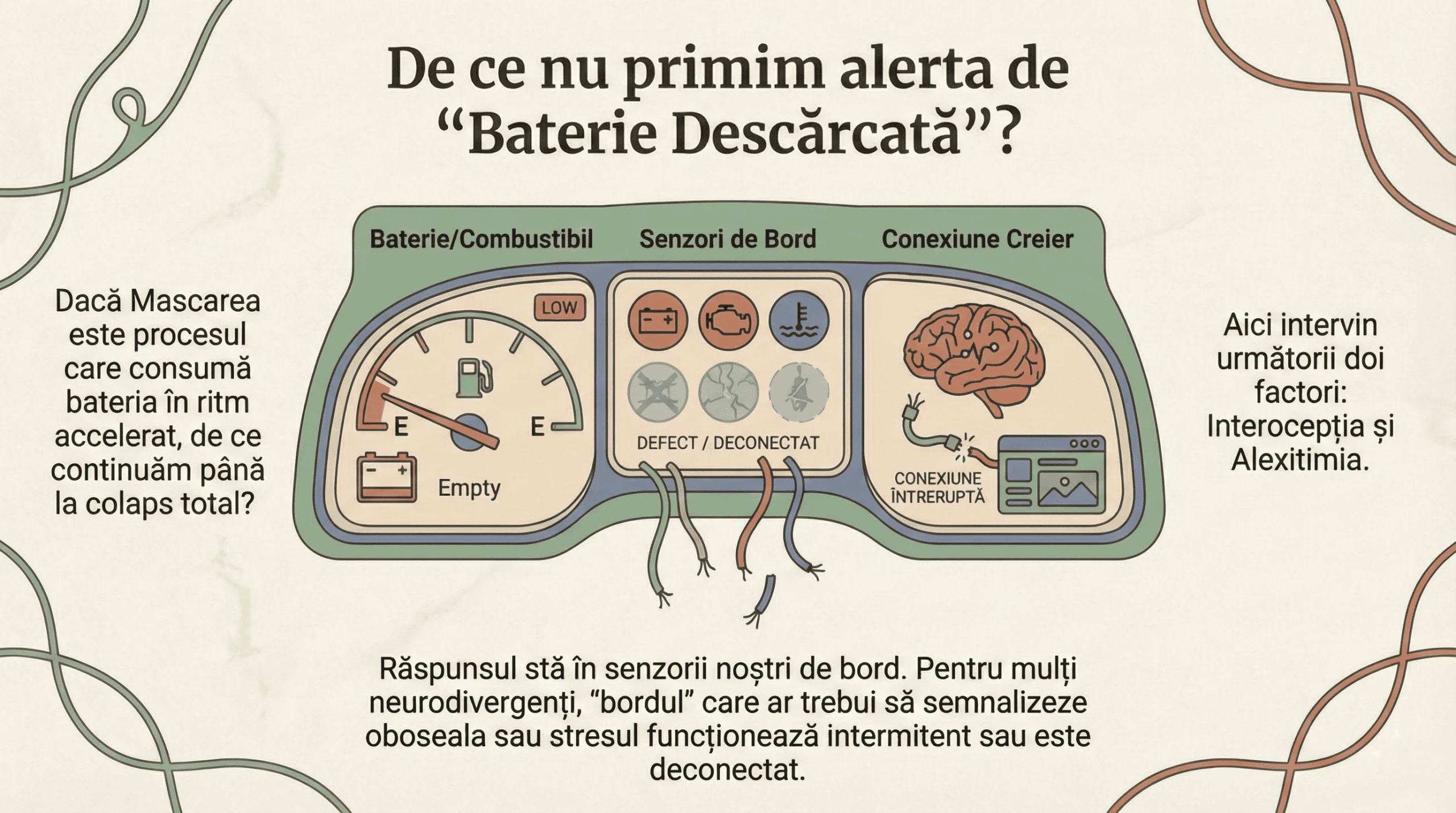 Cele trei cauze ale indicatorului defect: Interocepția, Alexitimia și Mascarea