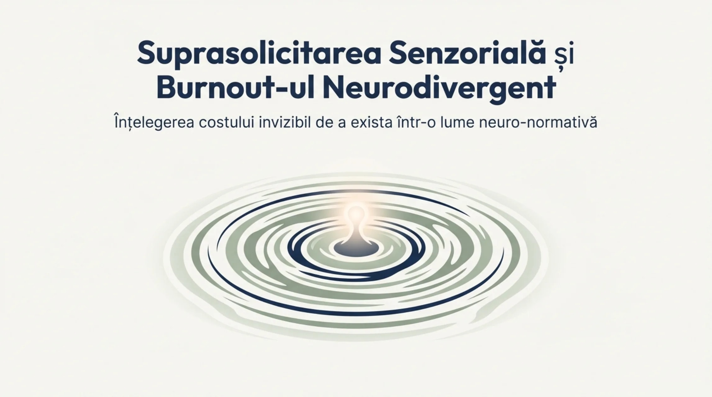 Suprasolicitarea senzoriala si burnout-ul neurodivergent — persoana pe cercuri concentrice simbolizand undele senzoriale