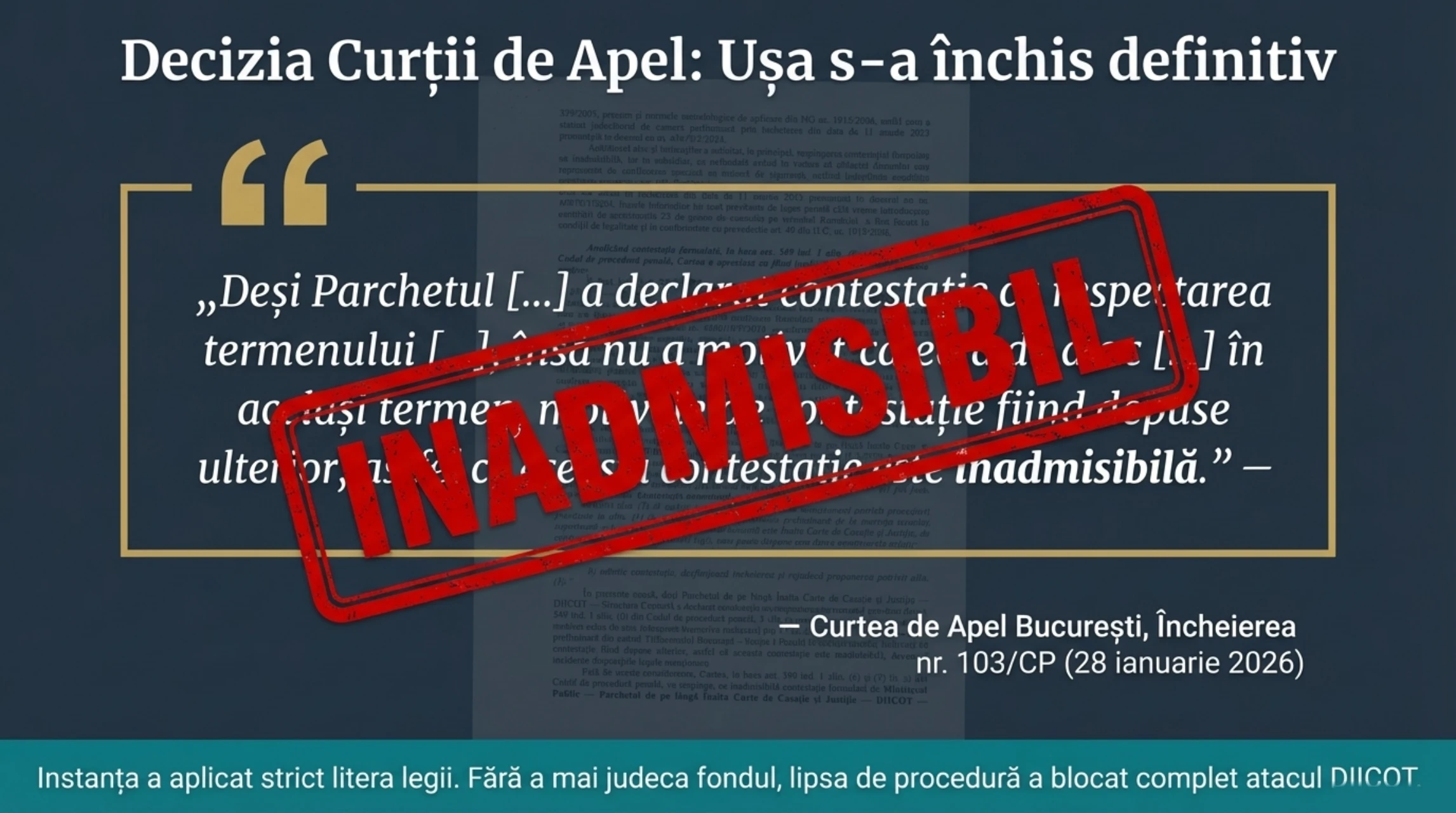 Decizia Curtii de Apel — INADMISIBIL stamp