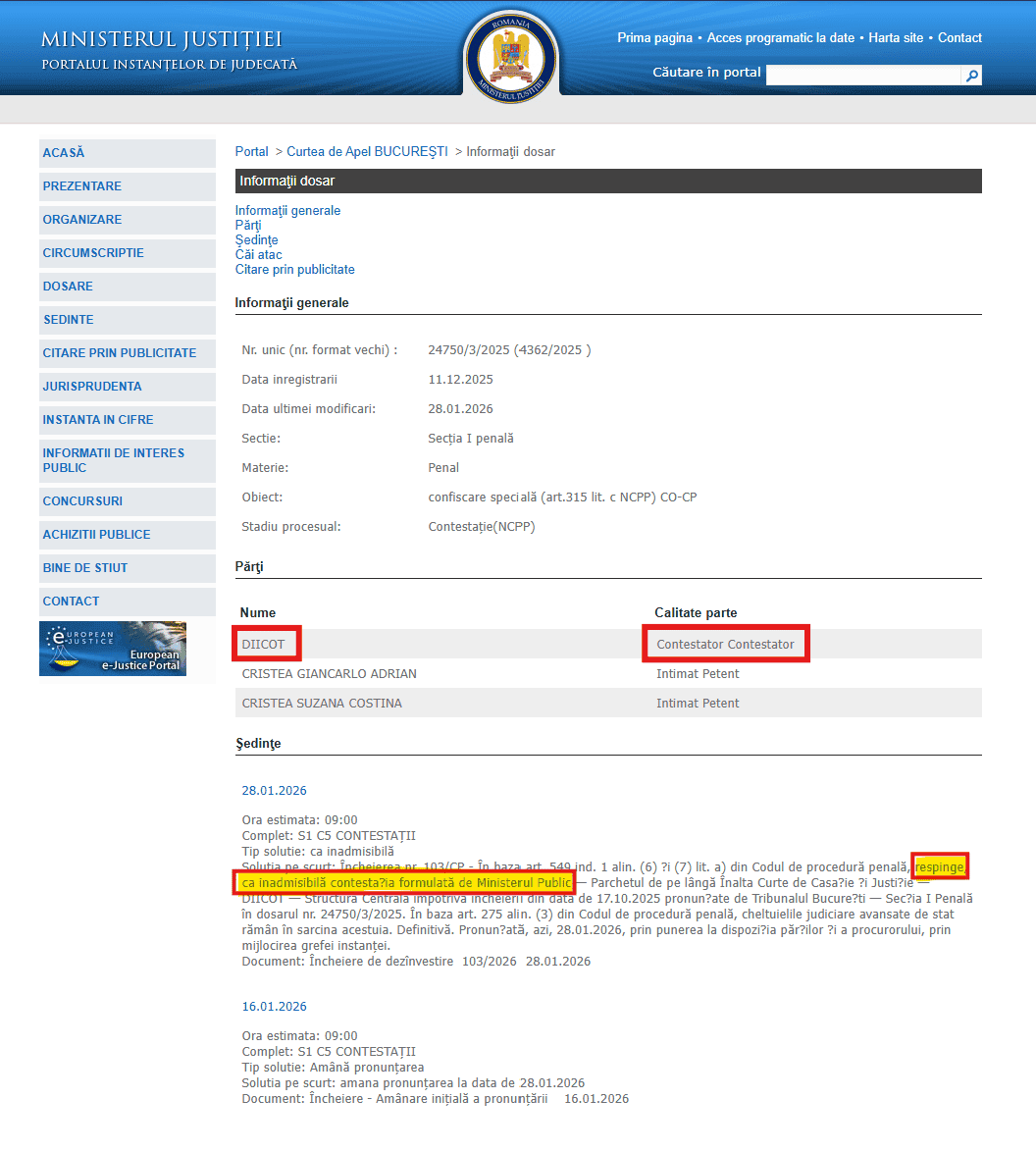 Bucharest Court of Appeal Decision, January 2026