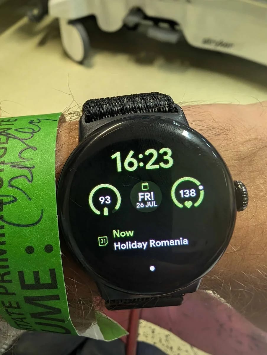 Heart rate 138 BPM on smartwatch — Municipal Hospital Emergency, July 2024