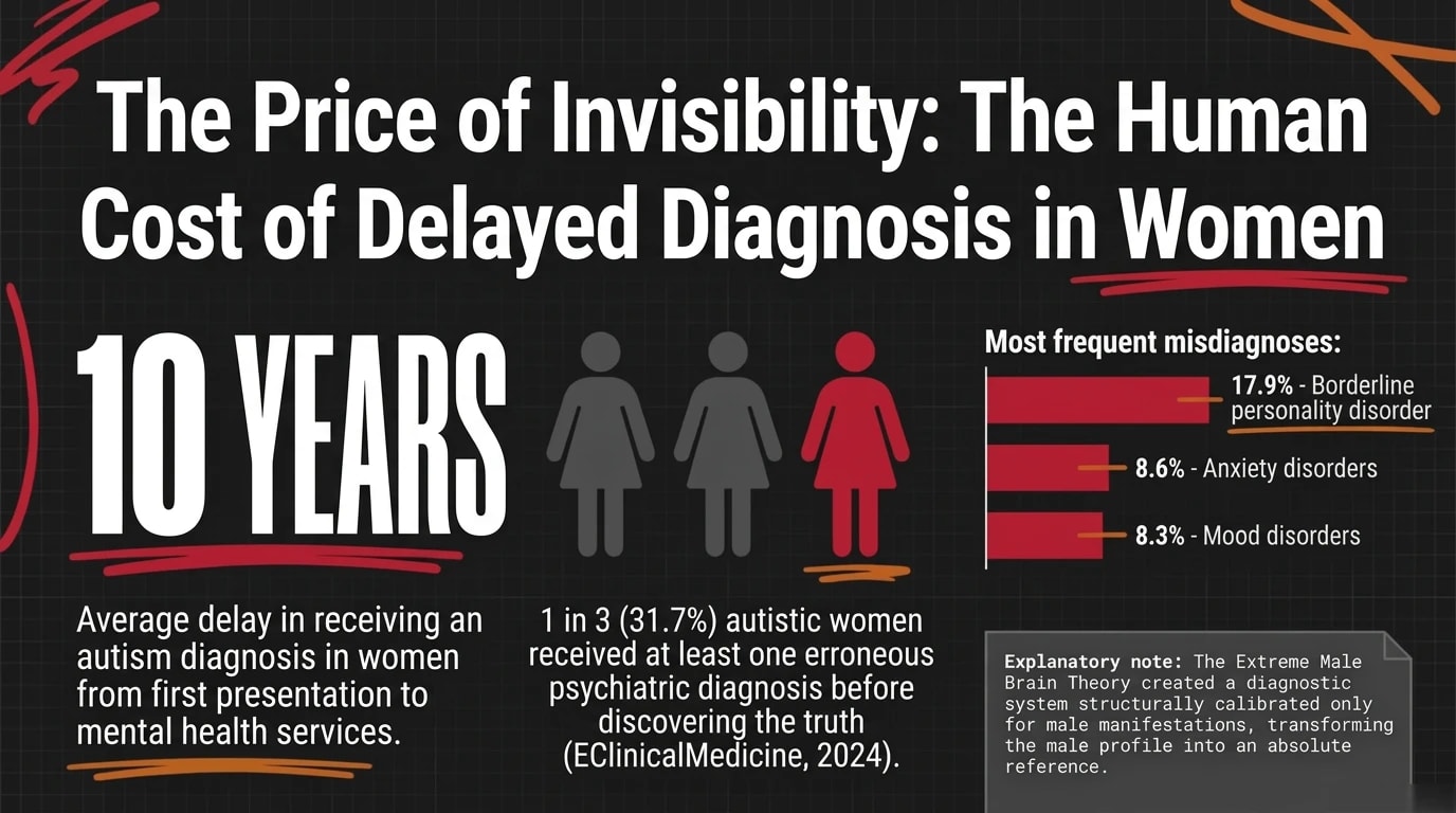The price of invisibility: the human cost of delayed diagnosis in women — 10 years average delay, 1 in 3 autistic women misdiagnosed