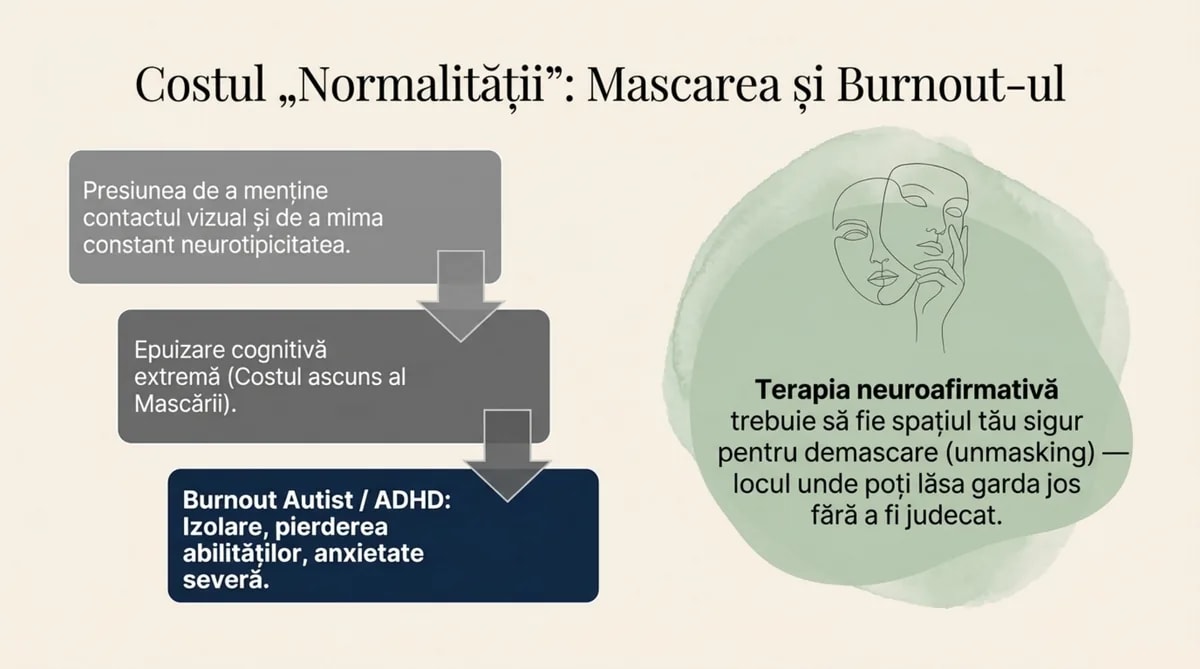 Costul Normalității: Mascarea și Burnout-ul — cascada de la presiunea conformării la epuizare cognitivă la burnout autist/ADHD