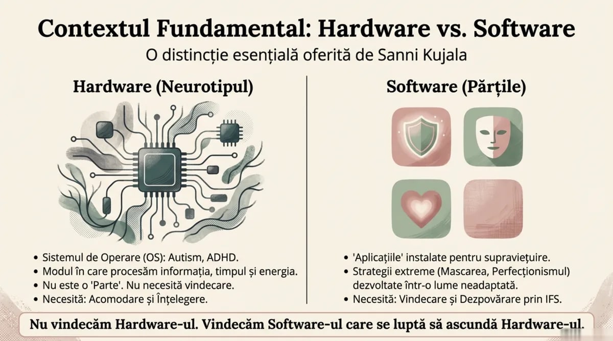 IFS Contextul Fundamental: Hardware vs Software — Nu vindecăm Hardware-ul. Vindecăm Software-ul care se luptă să ascundă Hardware-ul