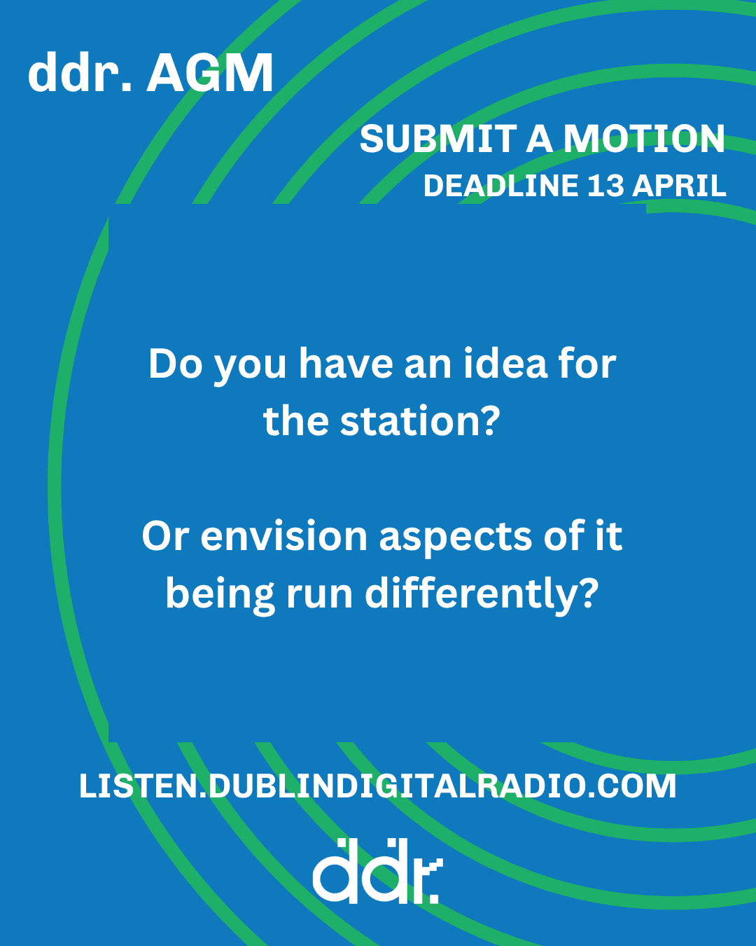 We need your ideas! AGM submissions - deadline 13 April