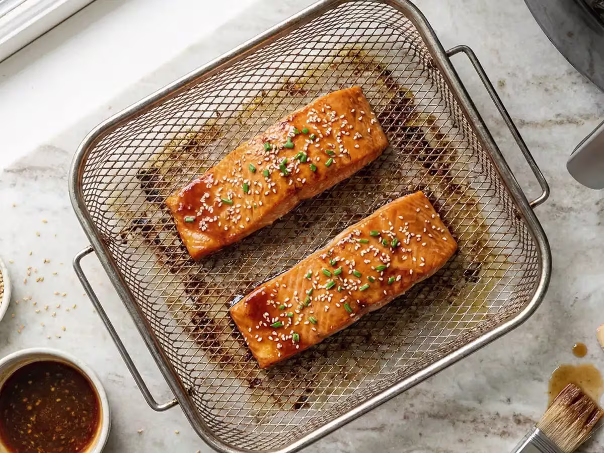Glasert laks i airfryer på 10 minutter