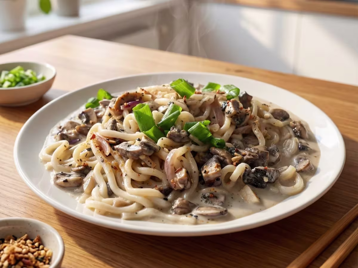 Kremet udon med sopp og miso