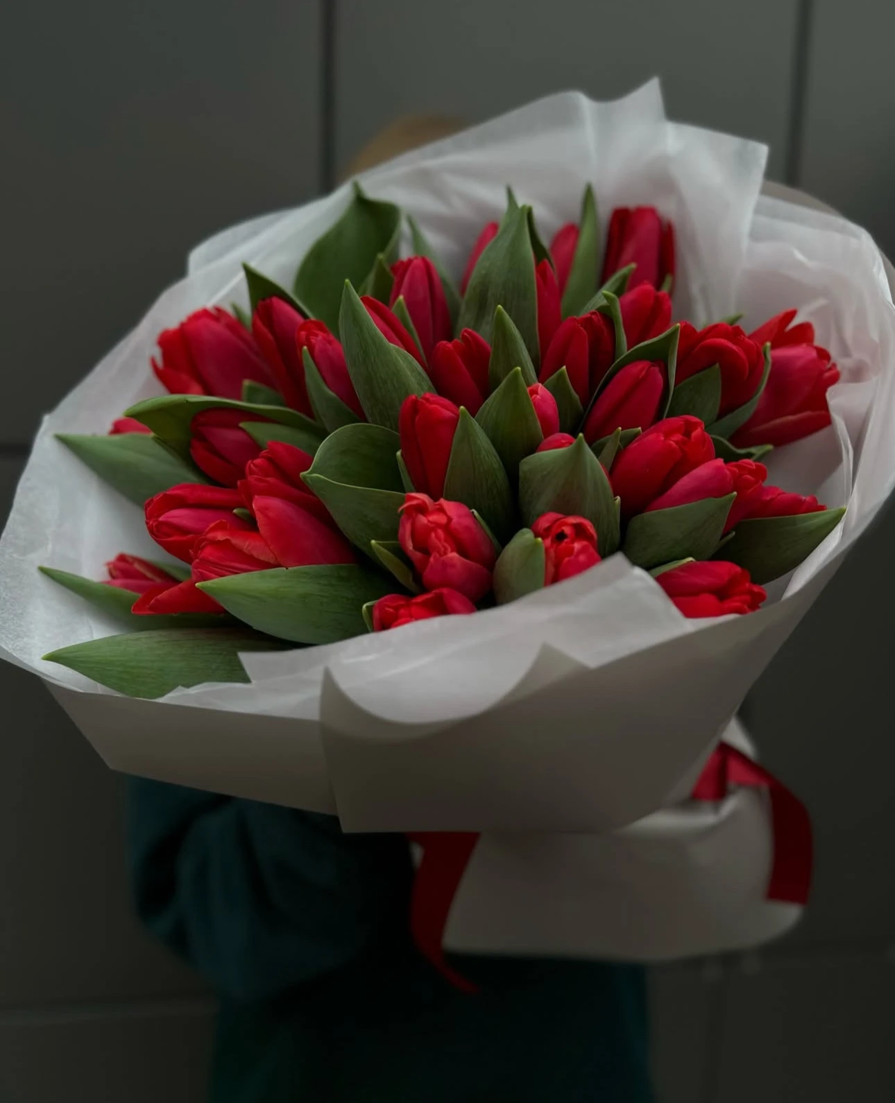 50 Red Classic Tulips Bouquet